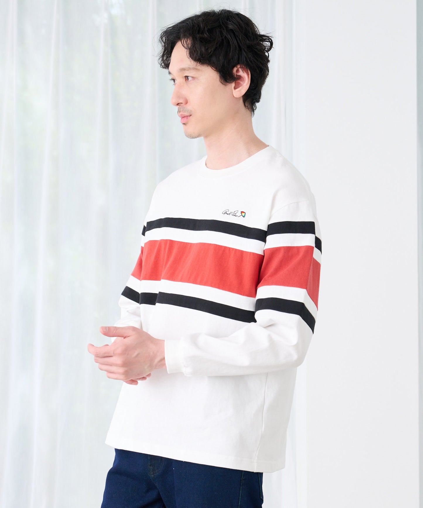 ヘビーウェイト パネルボーダー ロングTシャツ