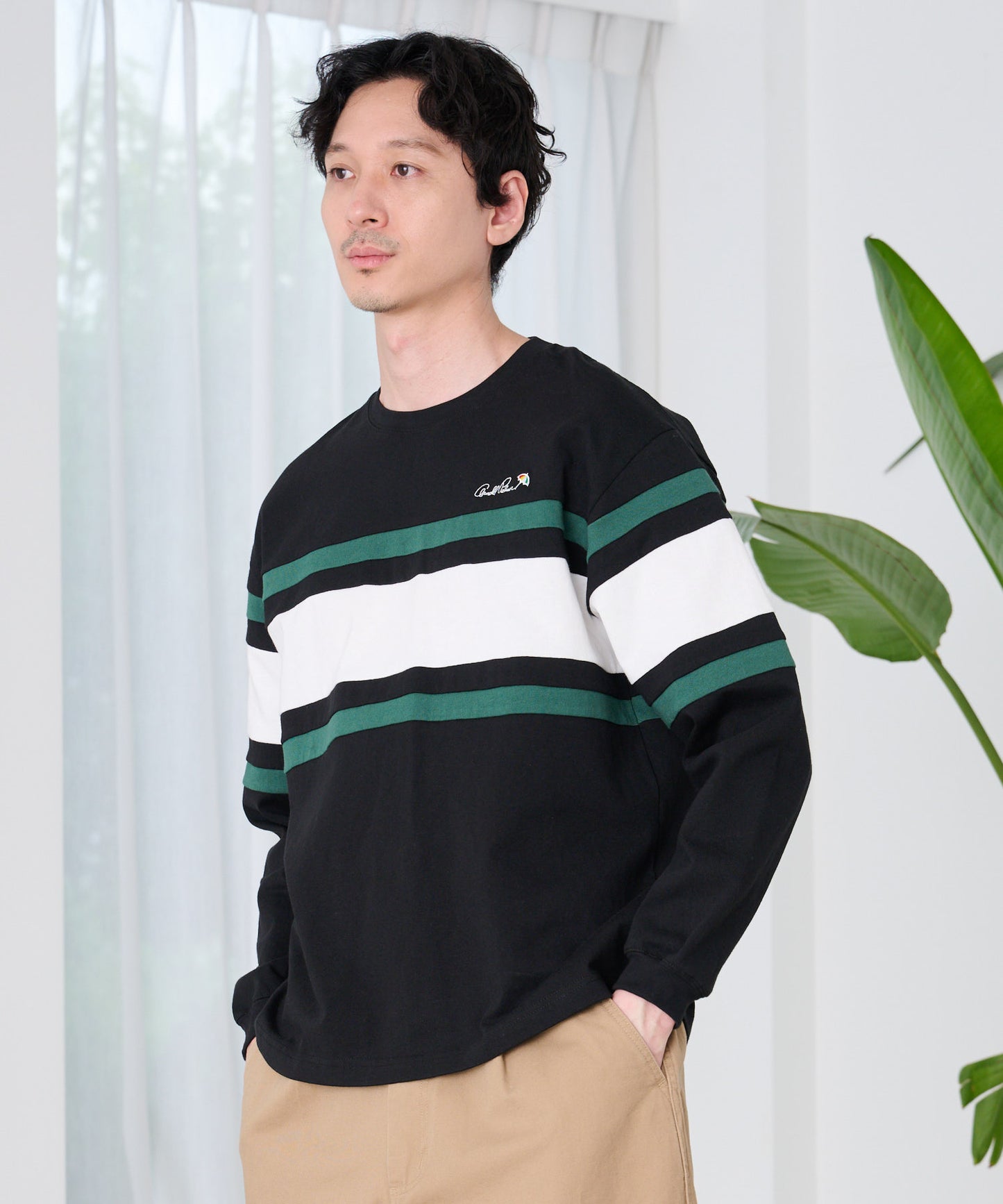 ヘビーウェイト パネルボーダー ロングTシャツ