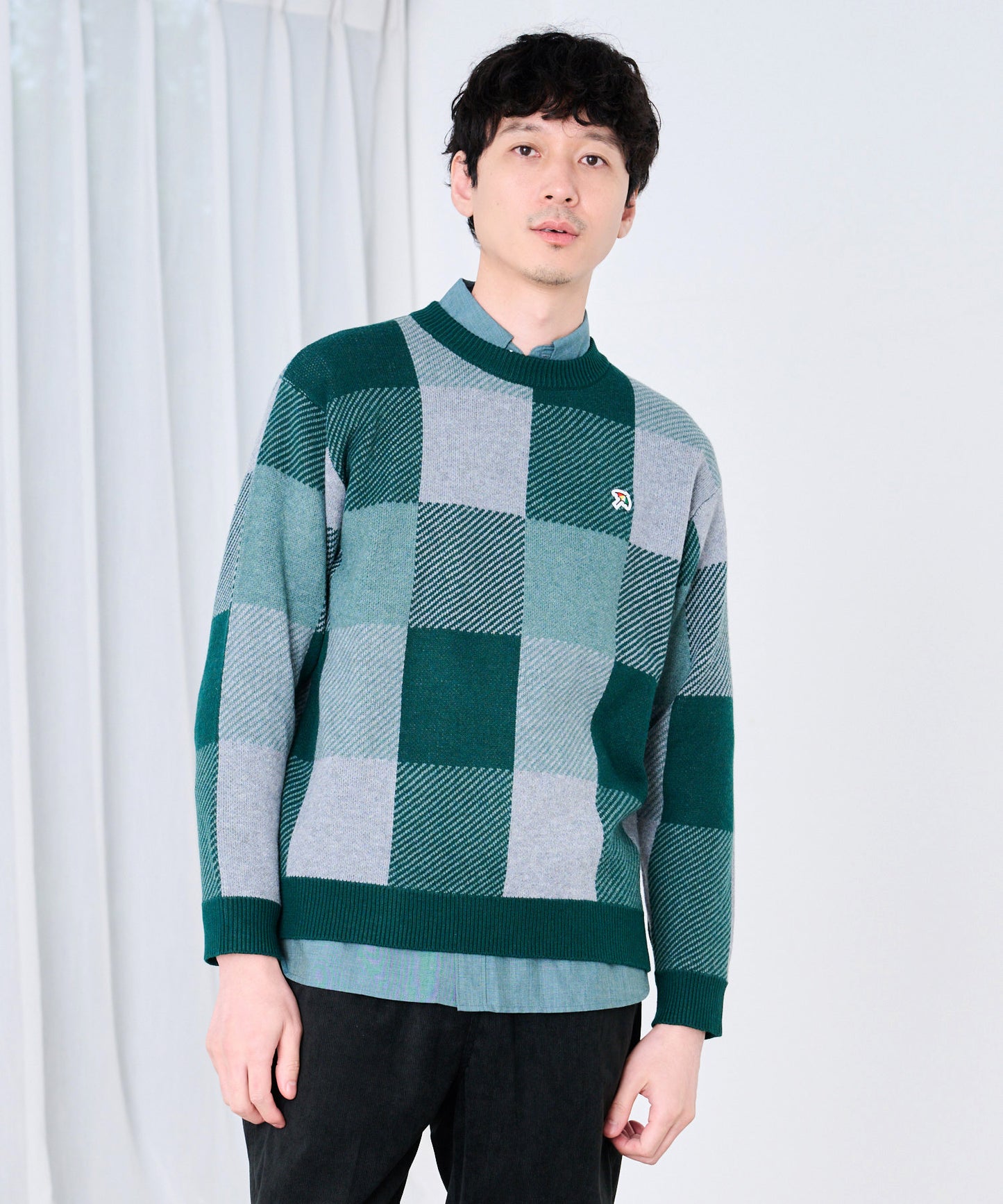 ジャガードチェック ニットプルオーバー