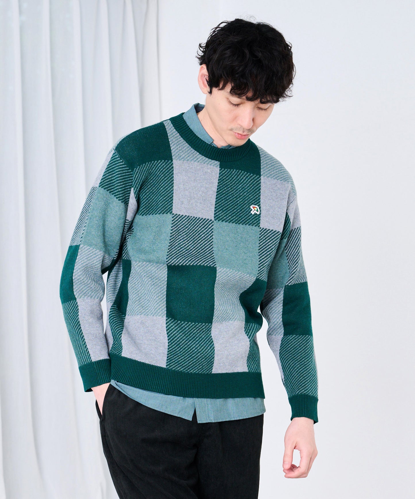 ジャガードチェック ニットプルオーバー