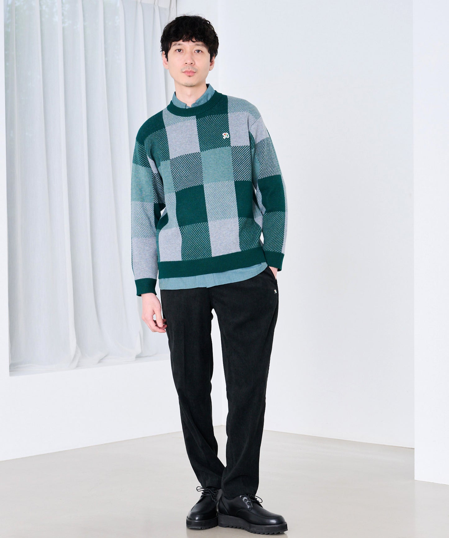 ジャガードチェック ニットプルオーバー