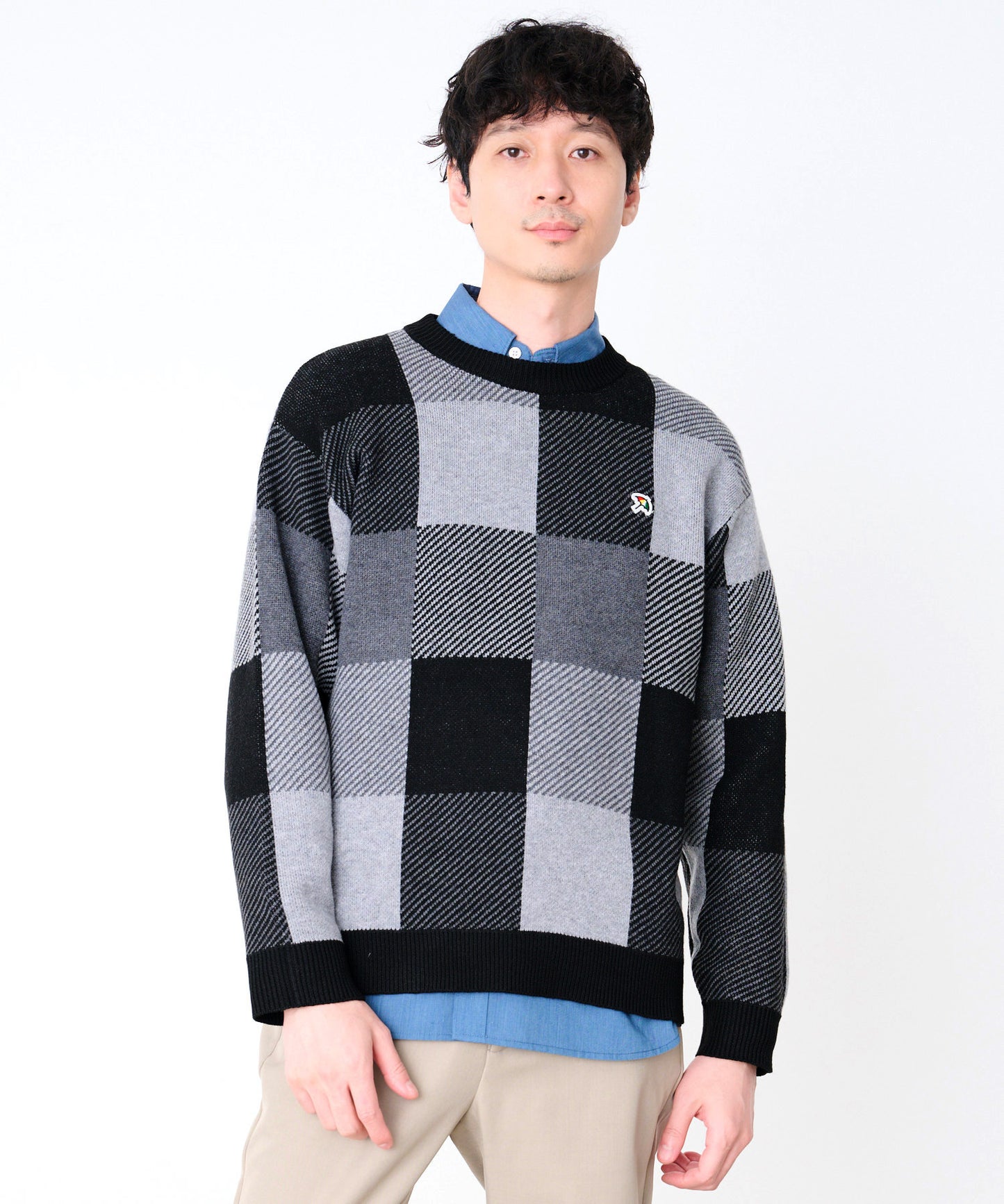 ジャガードチェック ニットプルオーバー