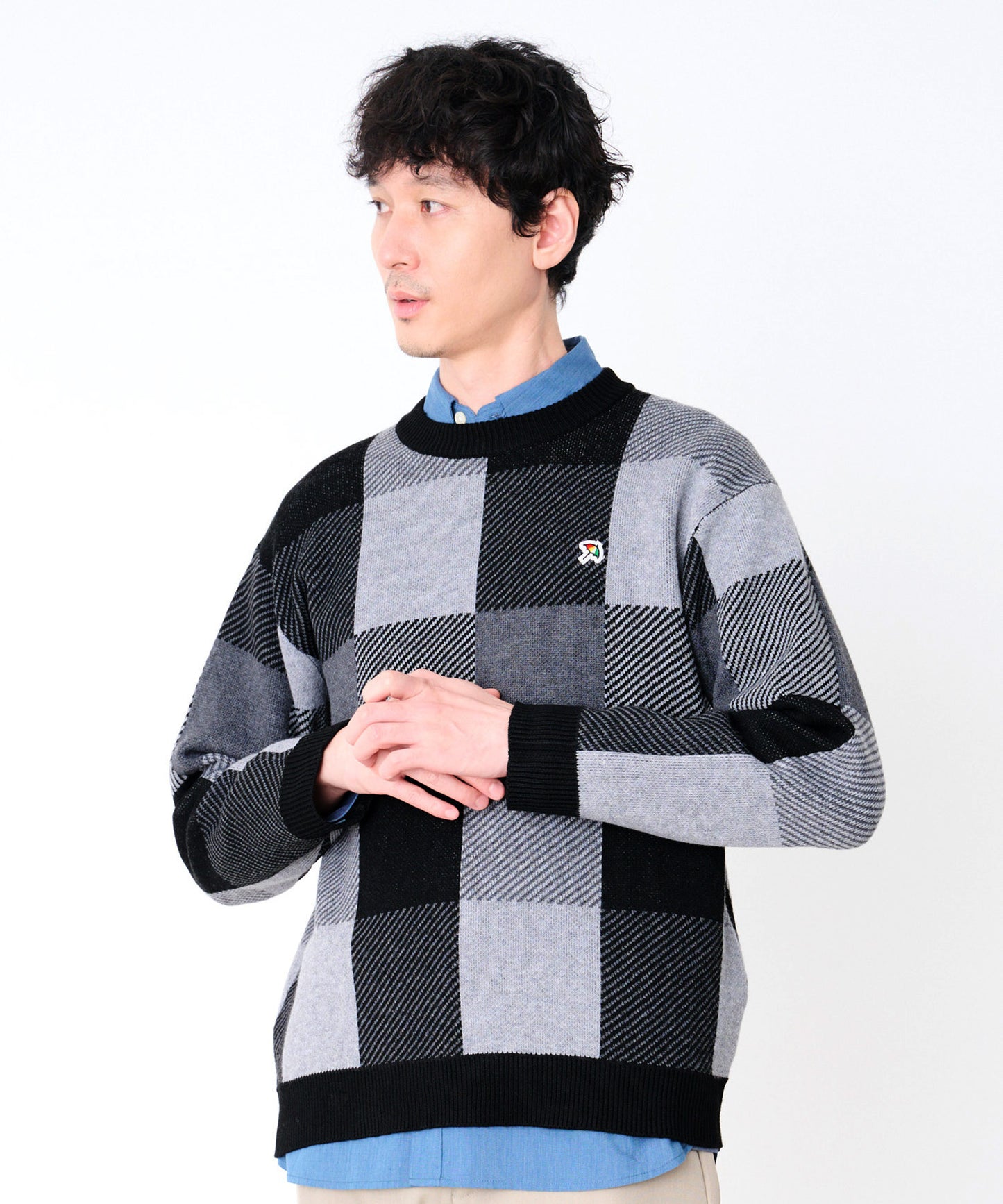 ジャガードチェック ニットプルオーバー