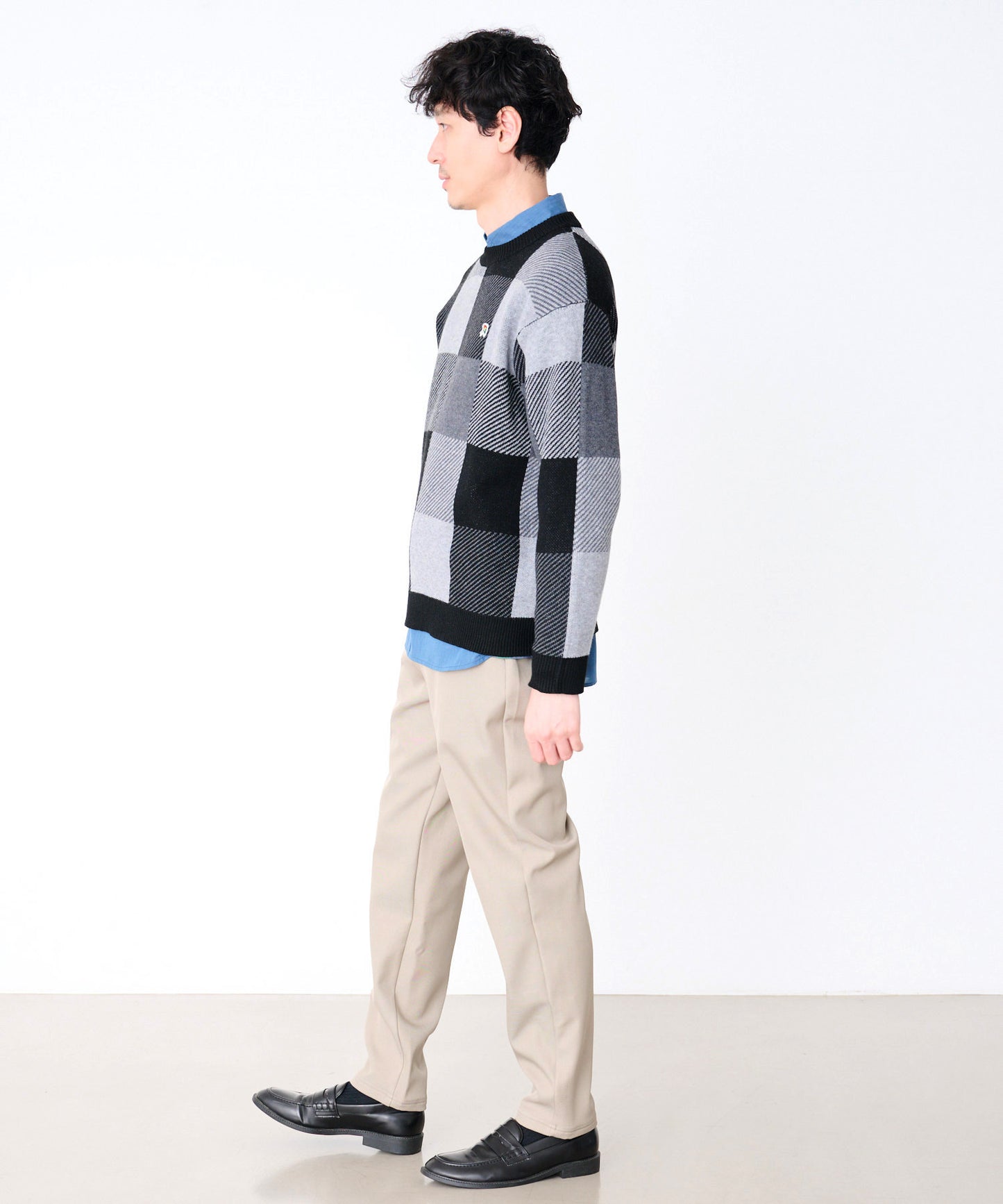 ジャガードチェック ニットプルオーバー