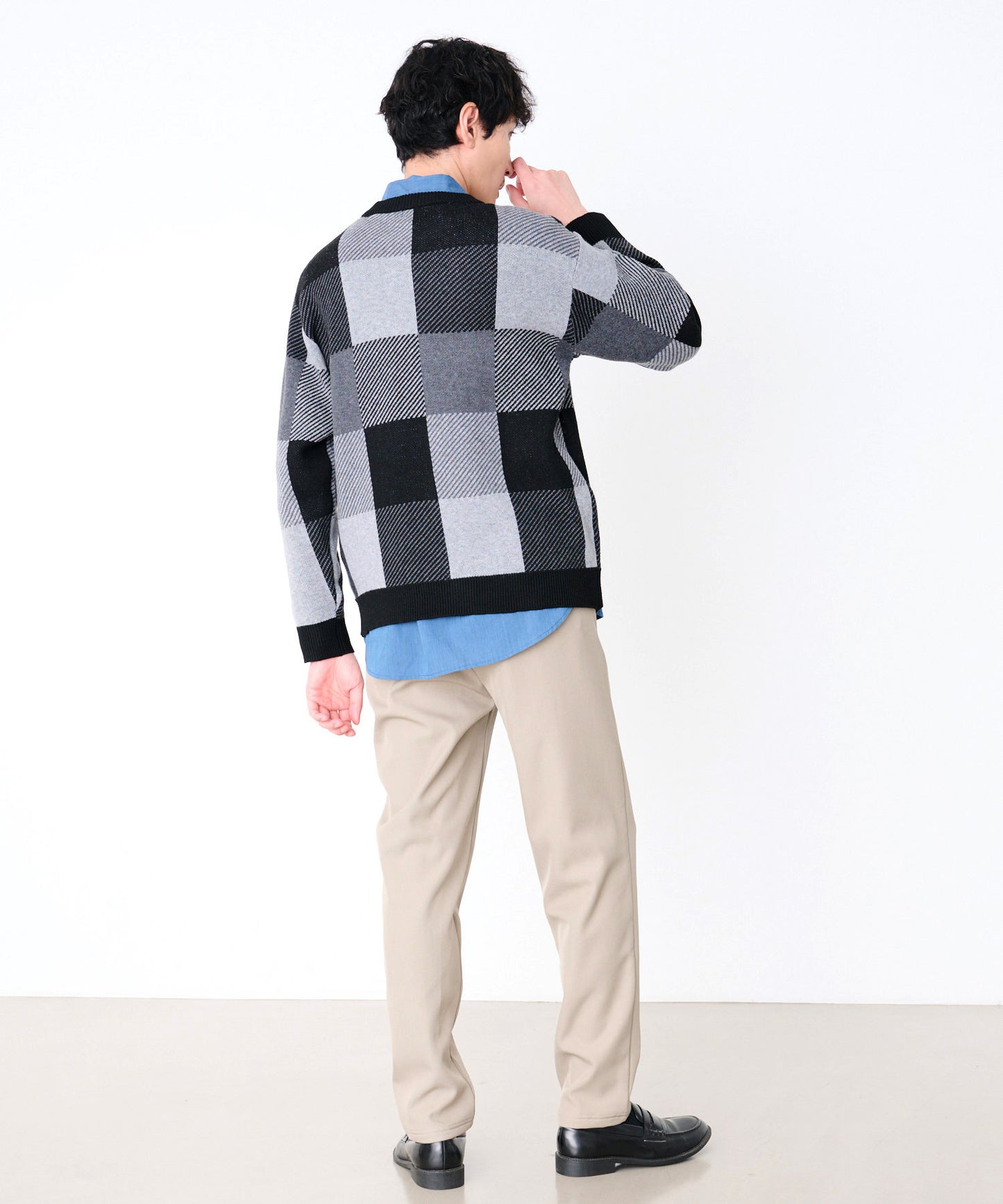 ジャガードチェック ニットプルオーバー