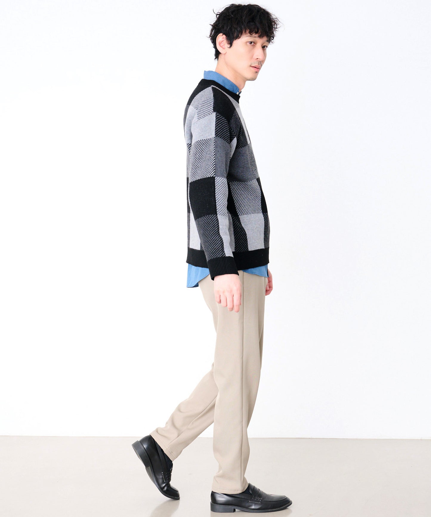 ジャガードチェック ニットプルオーバー