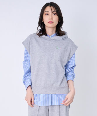 パーカーベスト + シャツ レイヤードセット
