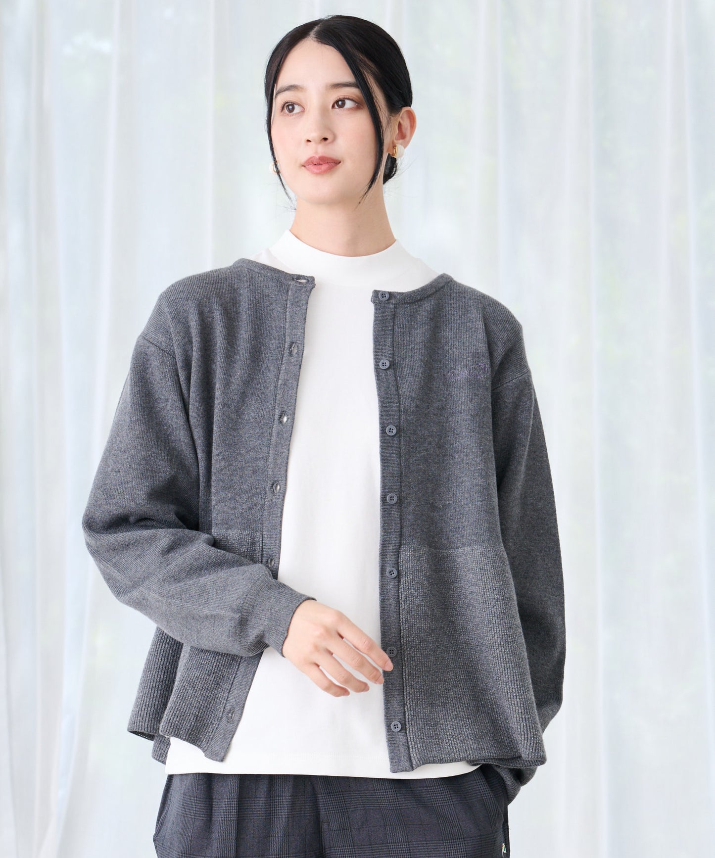 ぺプラムシルエット ニットカーデ