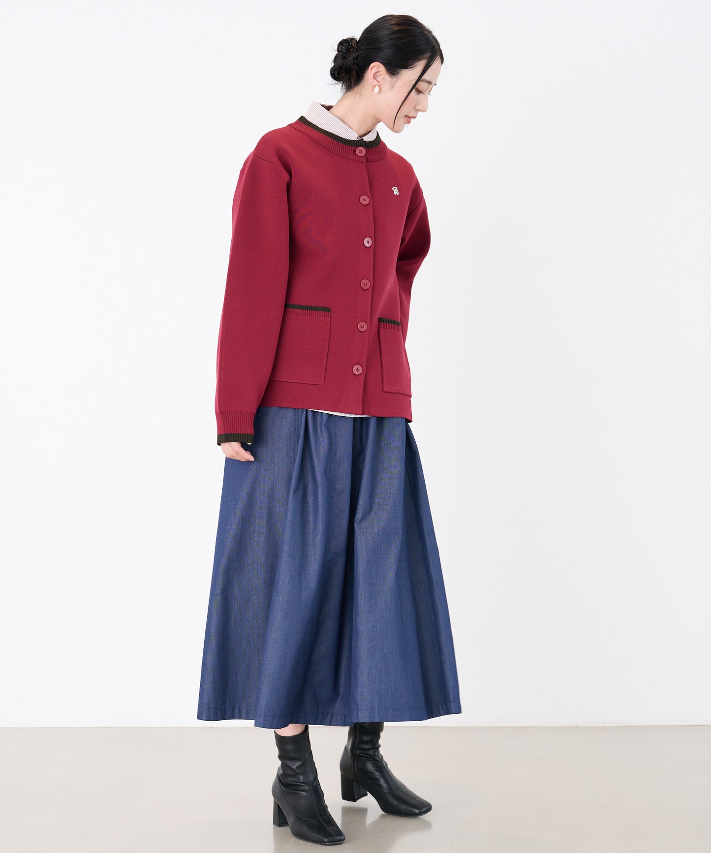 アクセントライン ニットカーデ