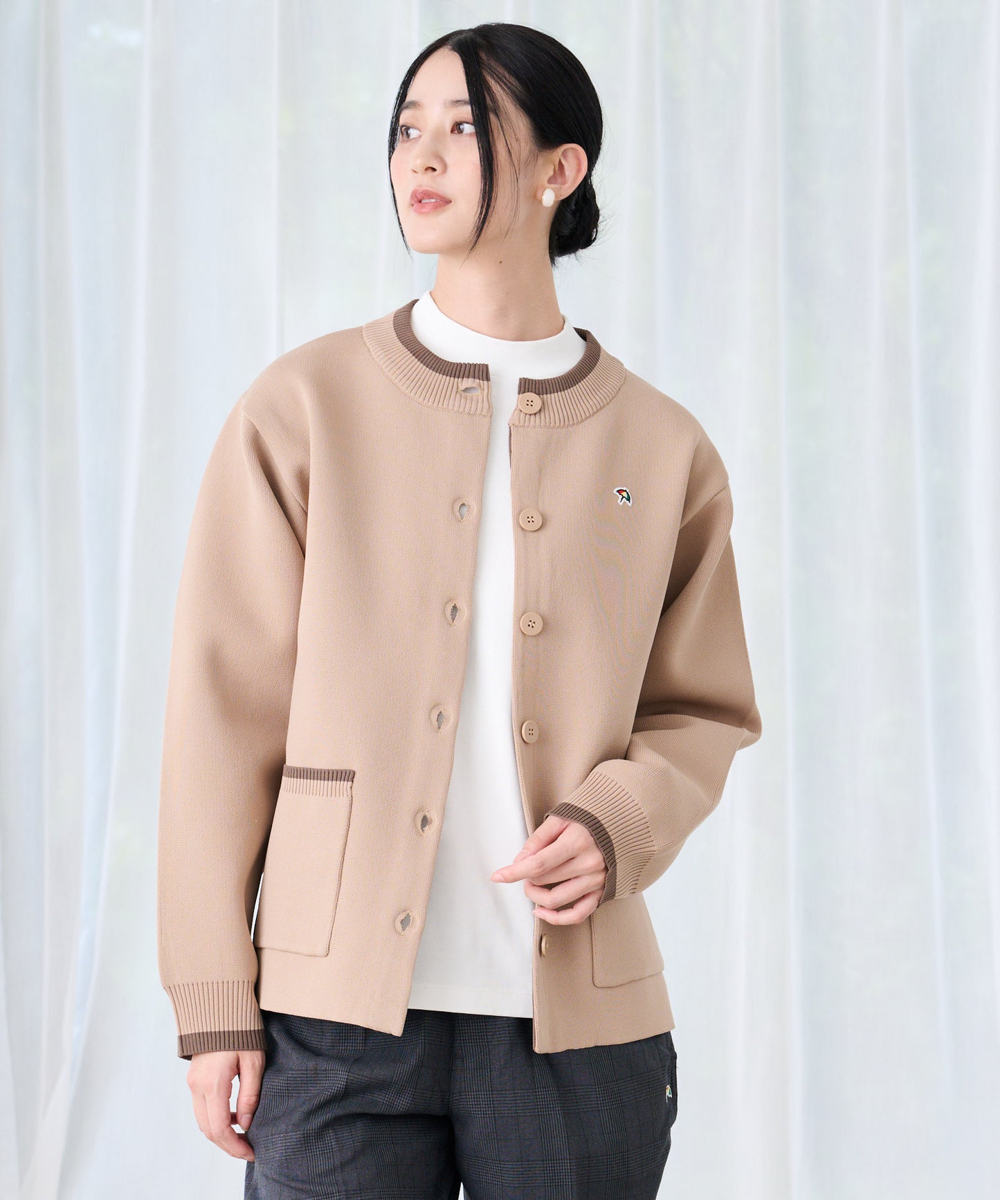 アクセントライン ニットカーデ