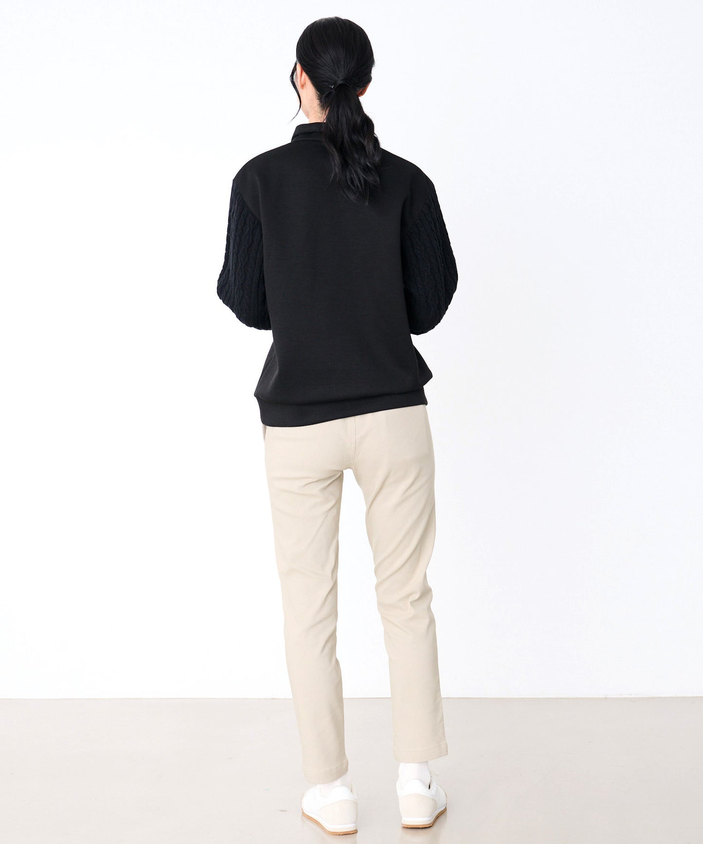 スウェット×ニット シェア ドッキングハーフジップ