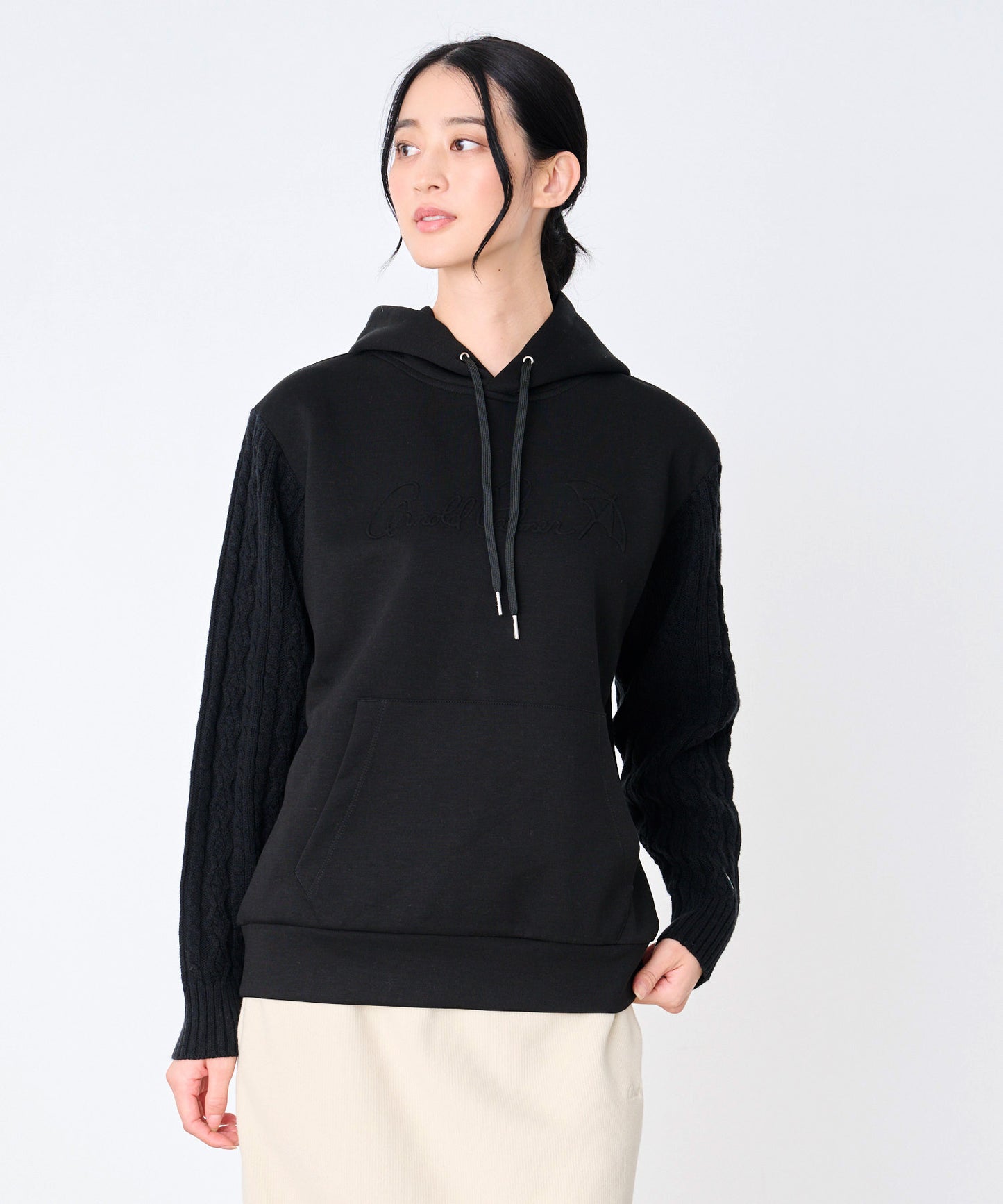 スウェット×ニット シェア ドッキングフーディ