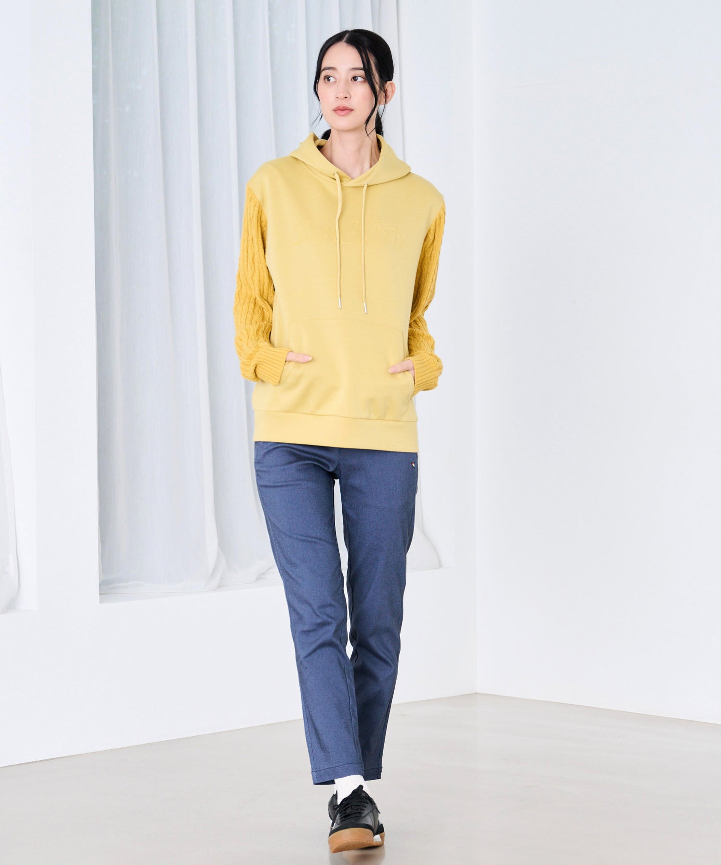 スウェット×ニット シェア ドッキングフーディ