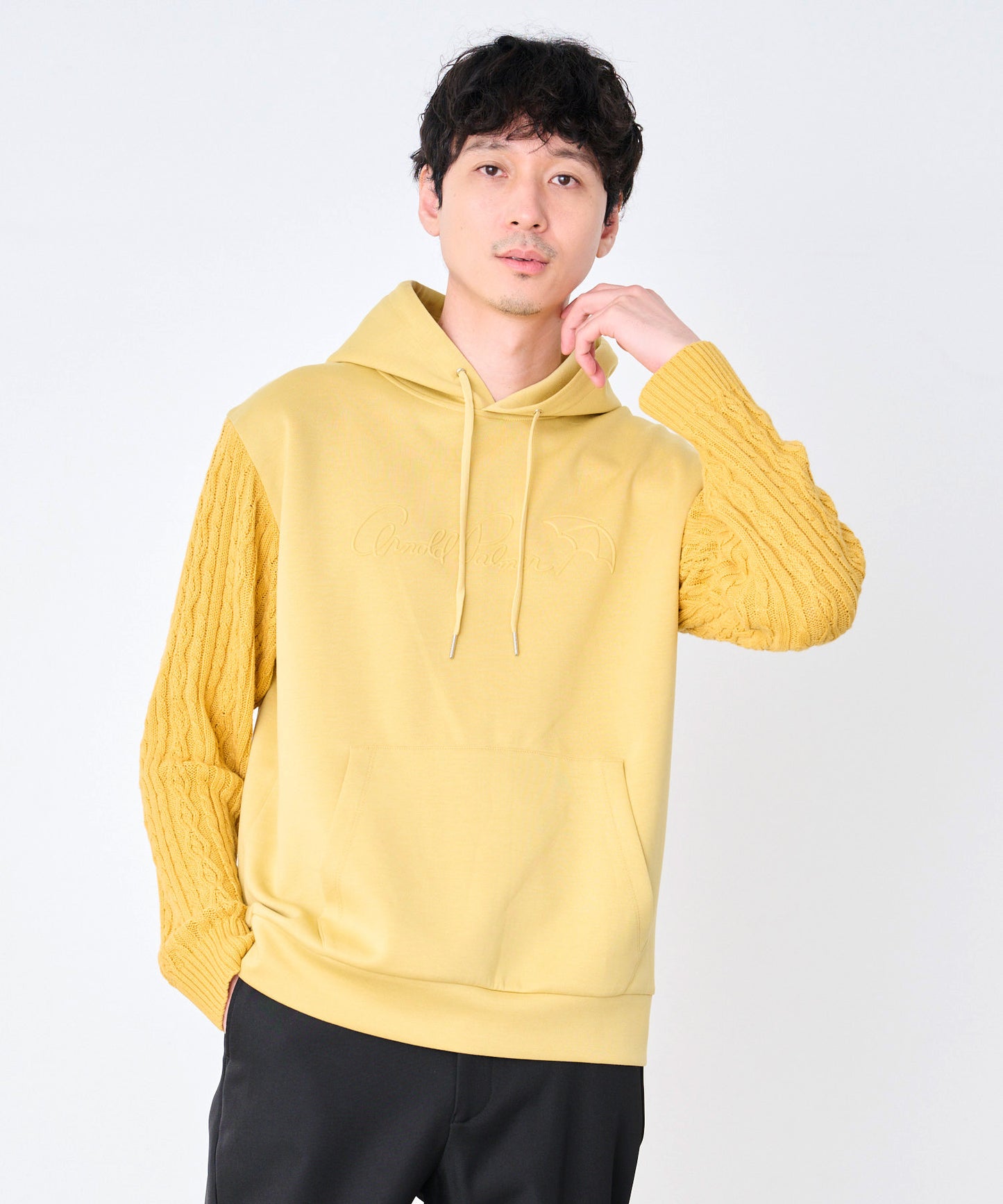 スウェット×ニット シェア ドッキングフーディ