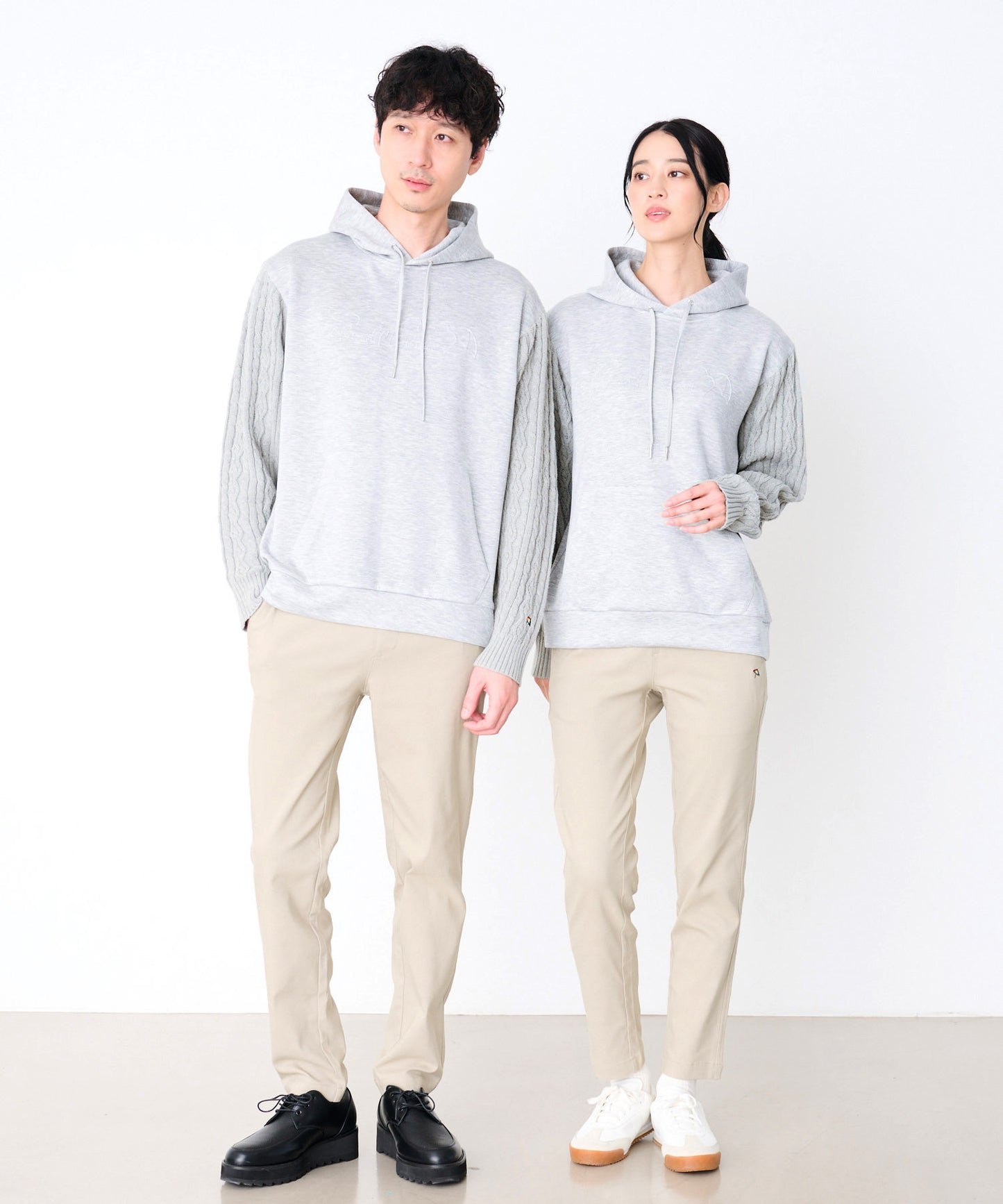 スウェット×ニット シェア ドッキングフーディ