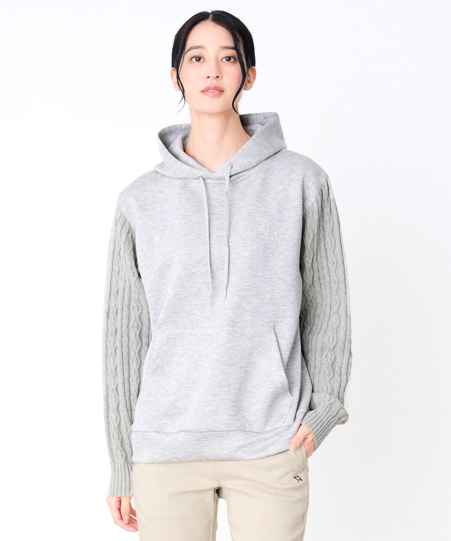 スウェット×ニット シェア ドッキングフーディ