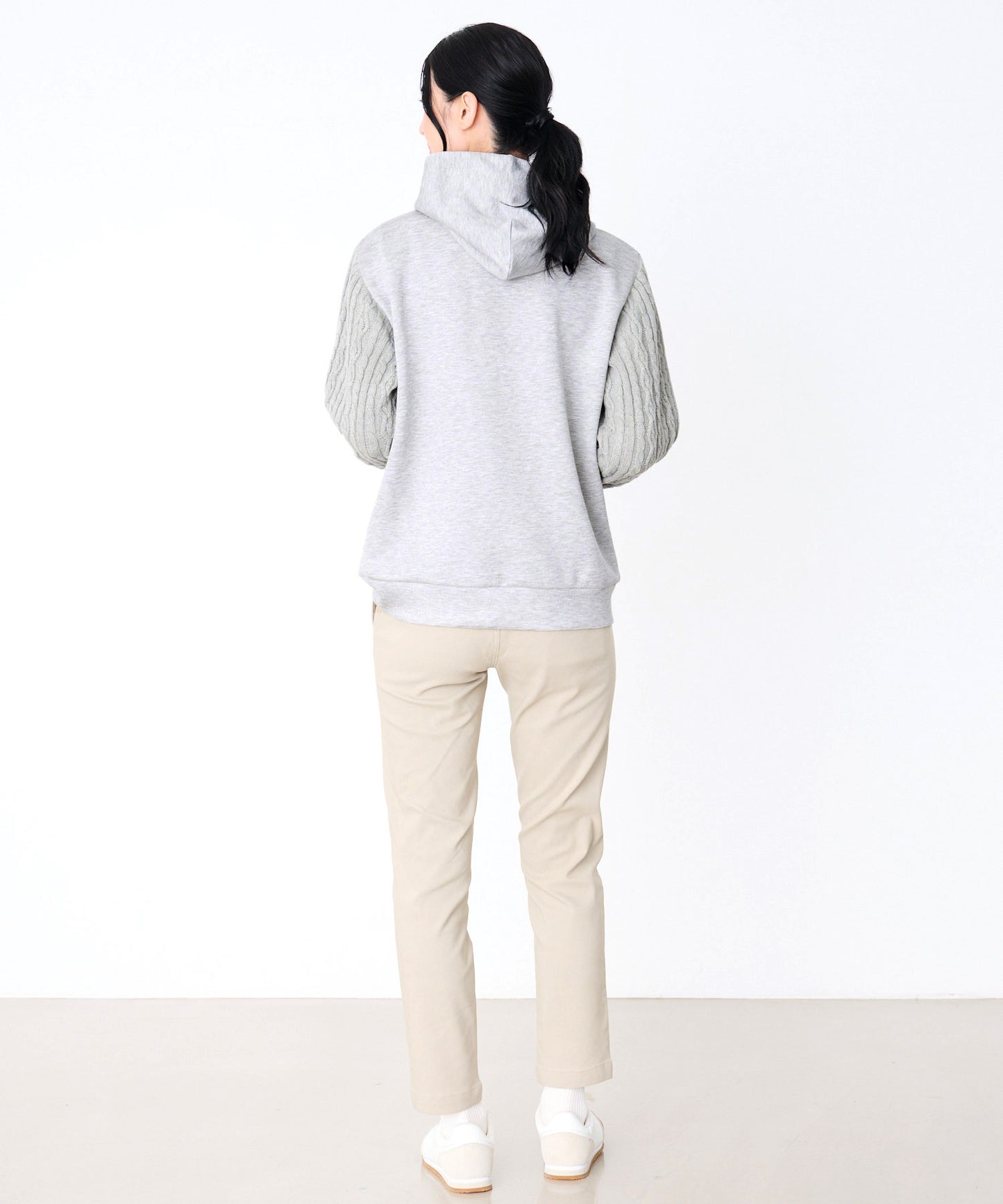 スウェット×ニット シェア ドッキングフーディ