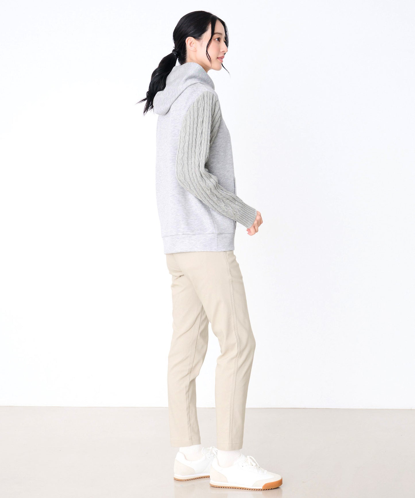 スウェット×ニット シェア ドッキングフーディ