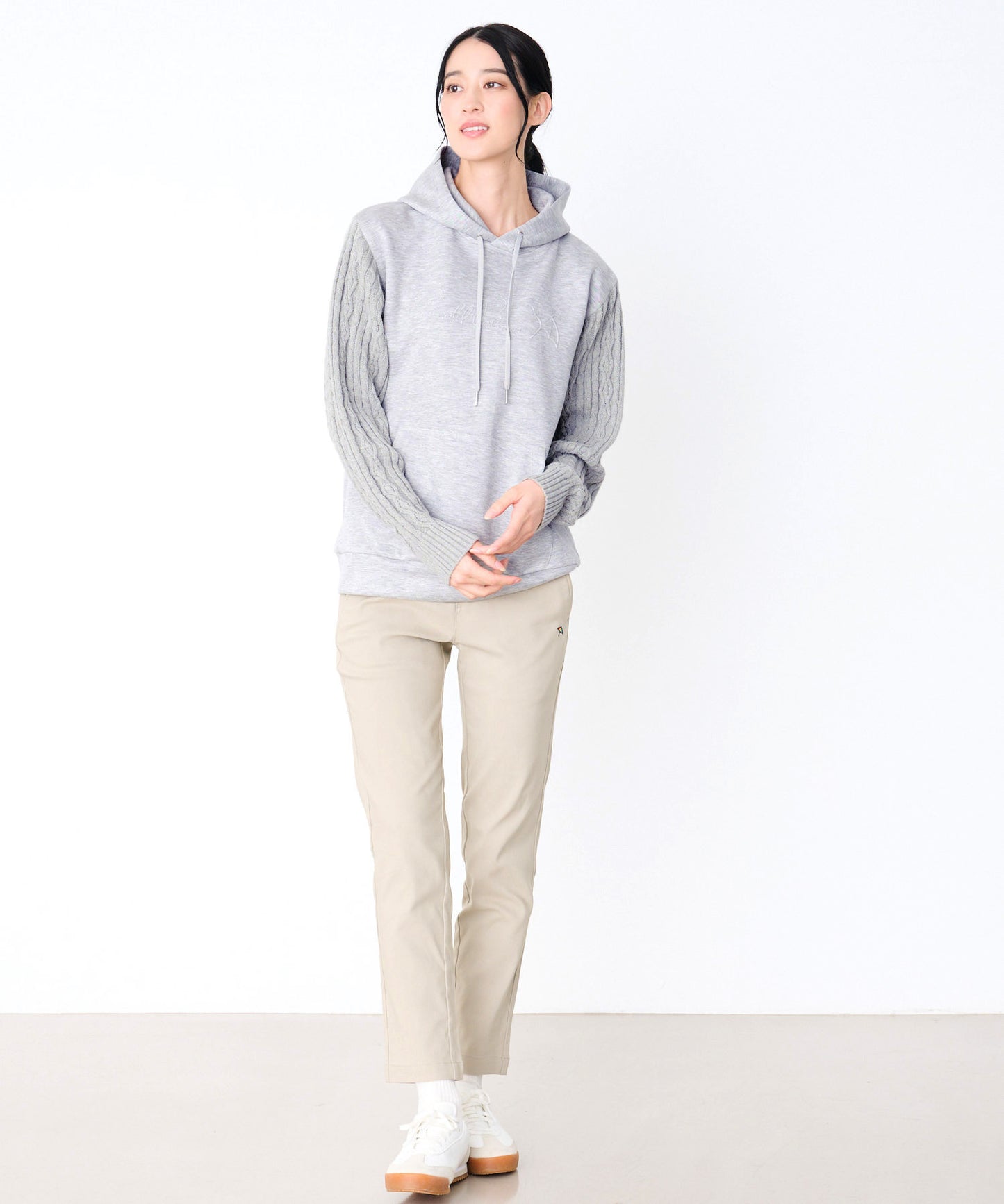 スウェット×ニット シェア ドッキングフーディ