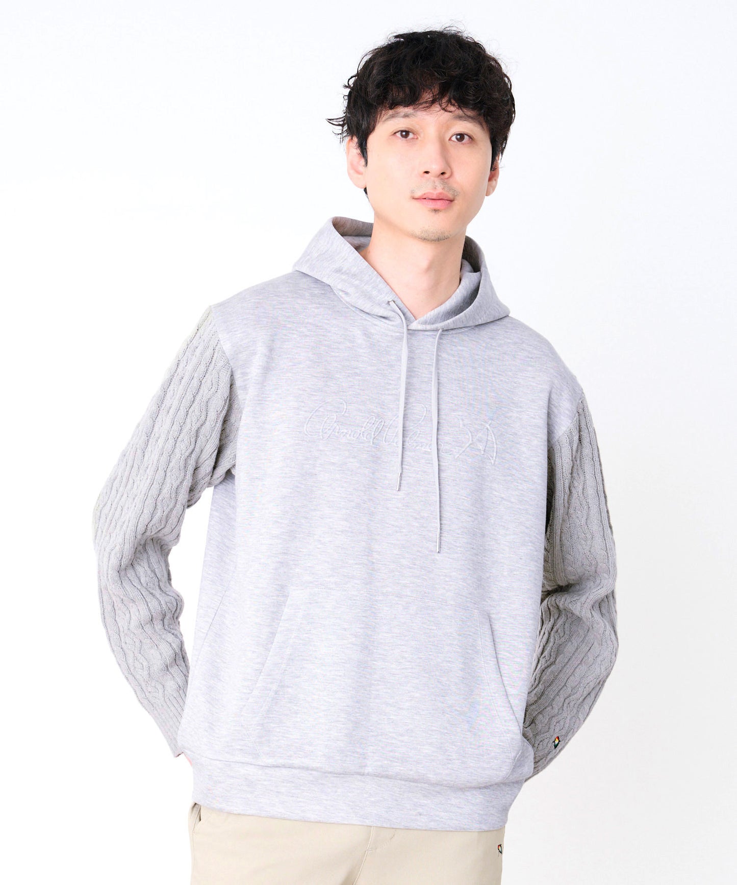 スウェット×ニット シェア ドッキングフーディ