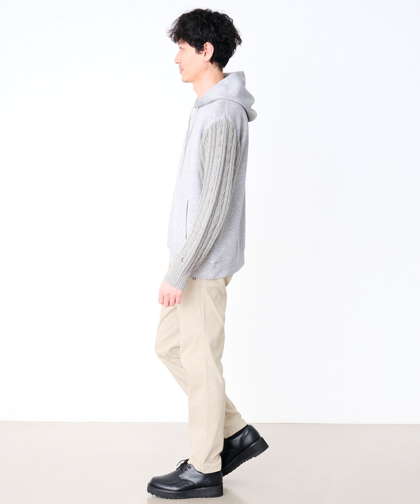 スウェット×ニット シェア ドッキングフーディ