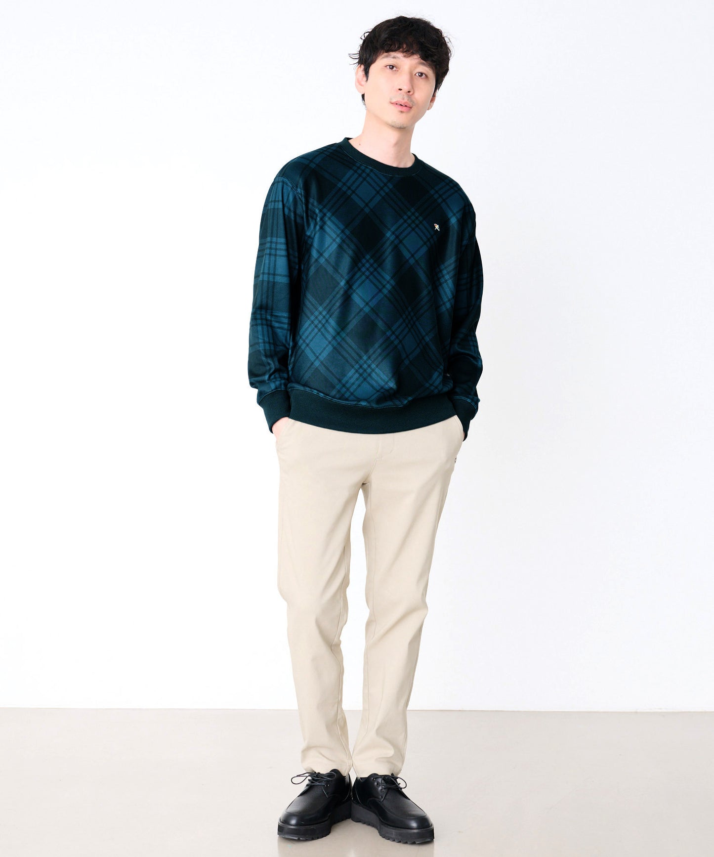 ピーチシャギー シェア チェックプリント プルオーバー