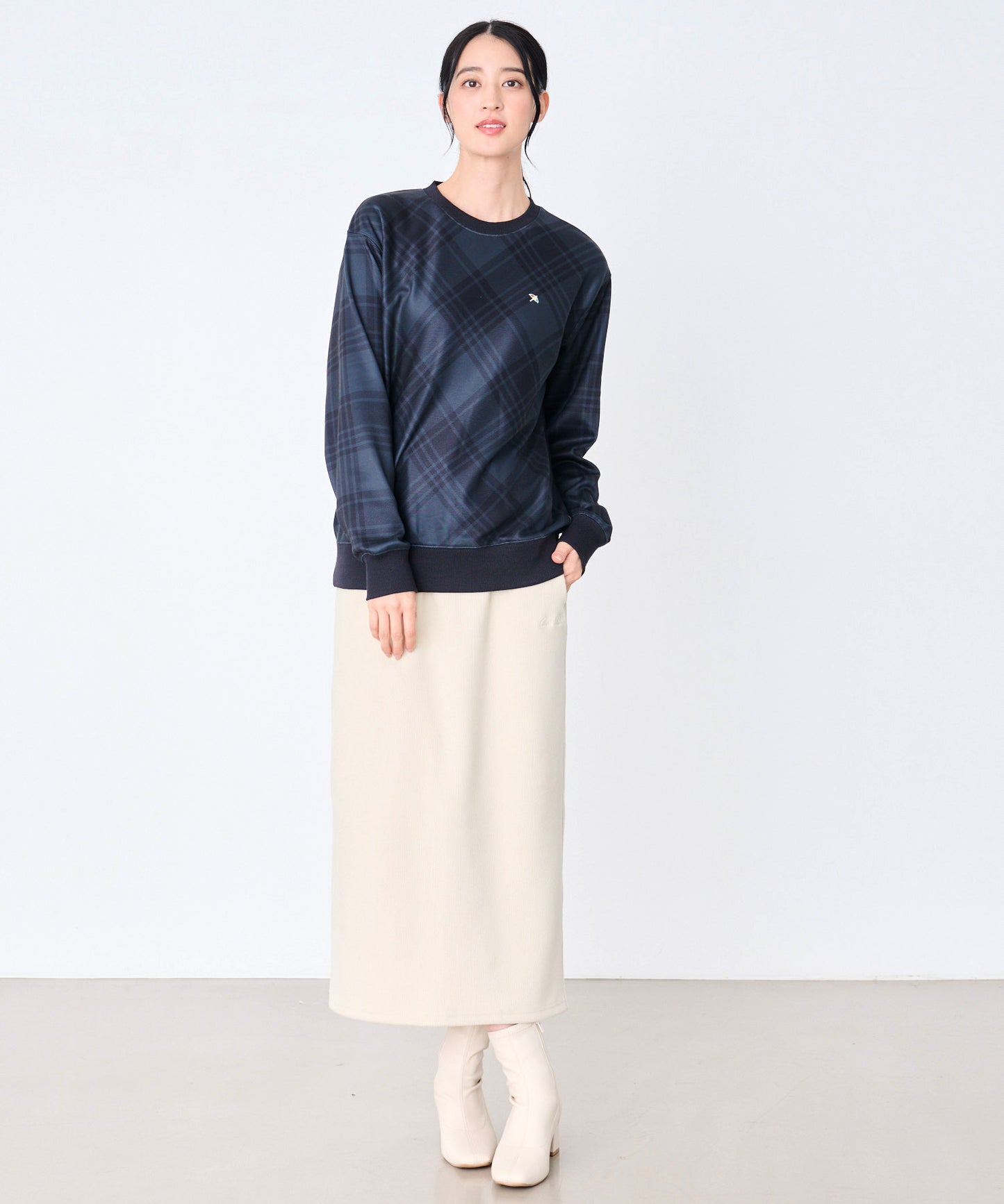 ピーチシャギー シェア チェックプリント プルオーバー