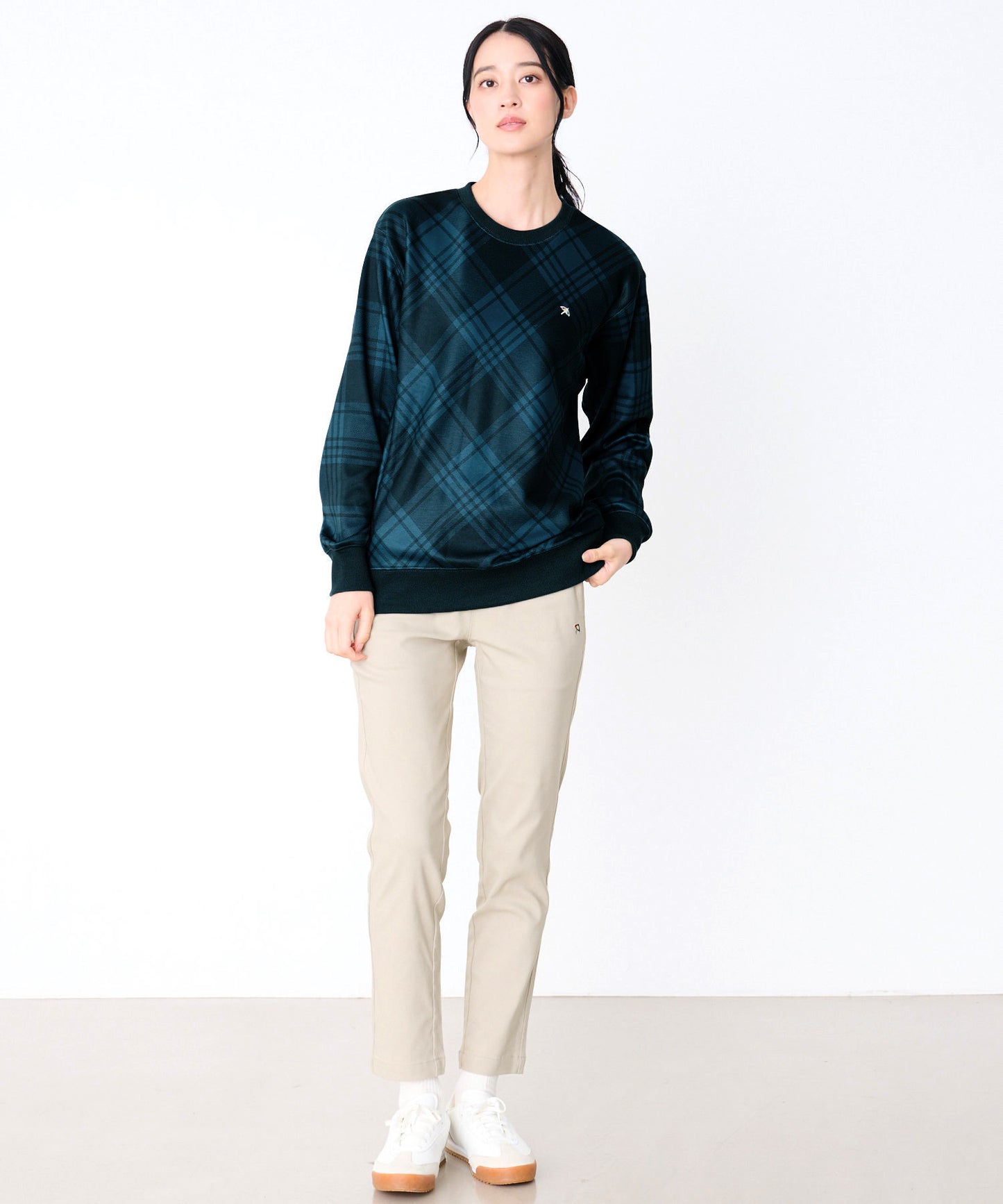 ピーチシャギー シェア チェックプリント プルオーバー