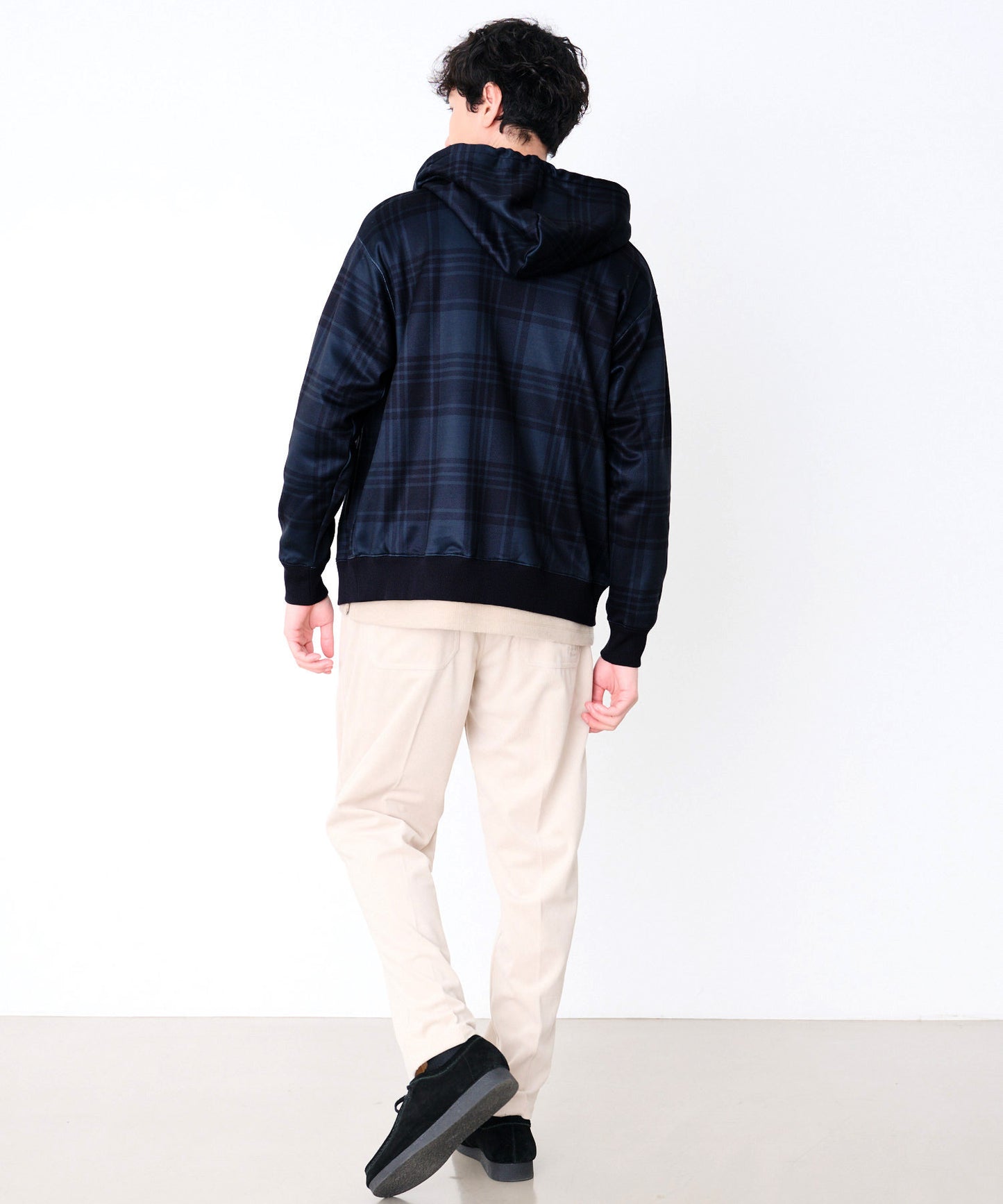 ピーチシャギー シェア チェックプリント ジップパーカー