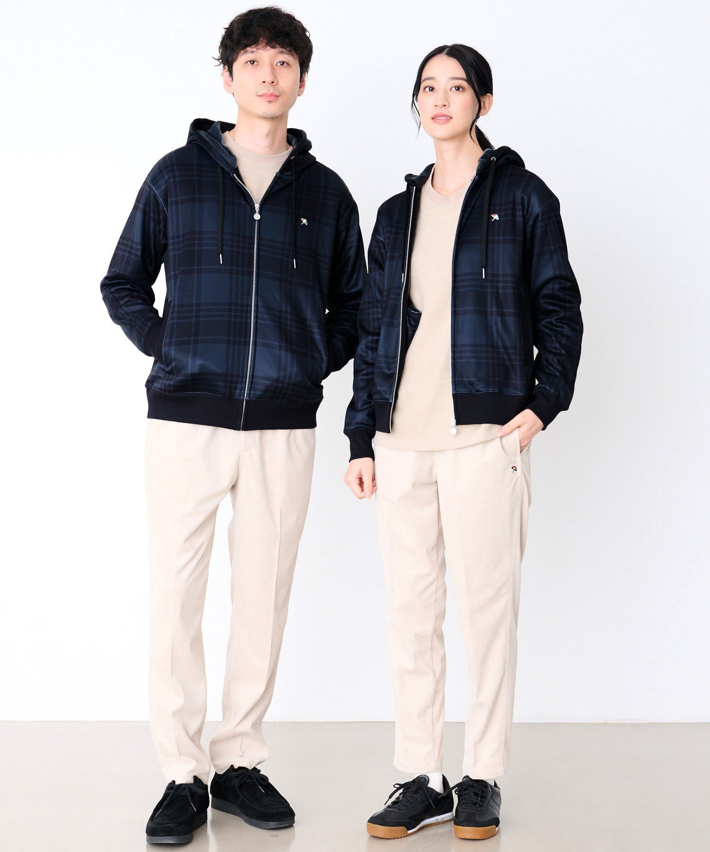 ピーチシャギー シェア チェックプリント ジップパーカー