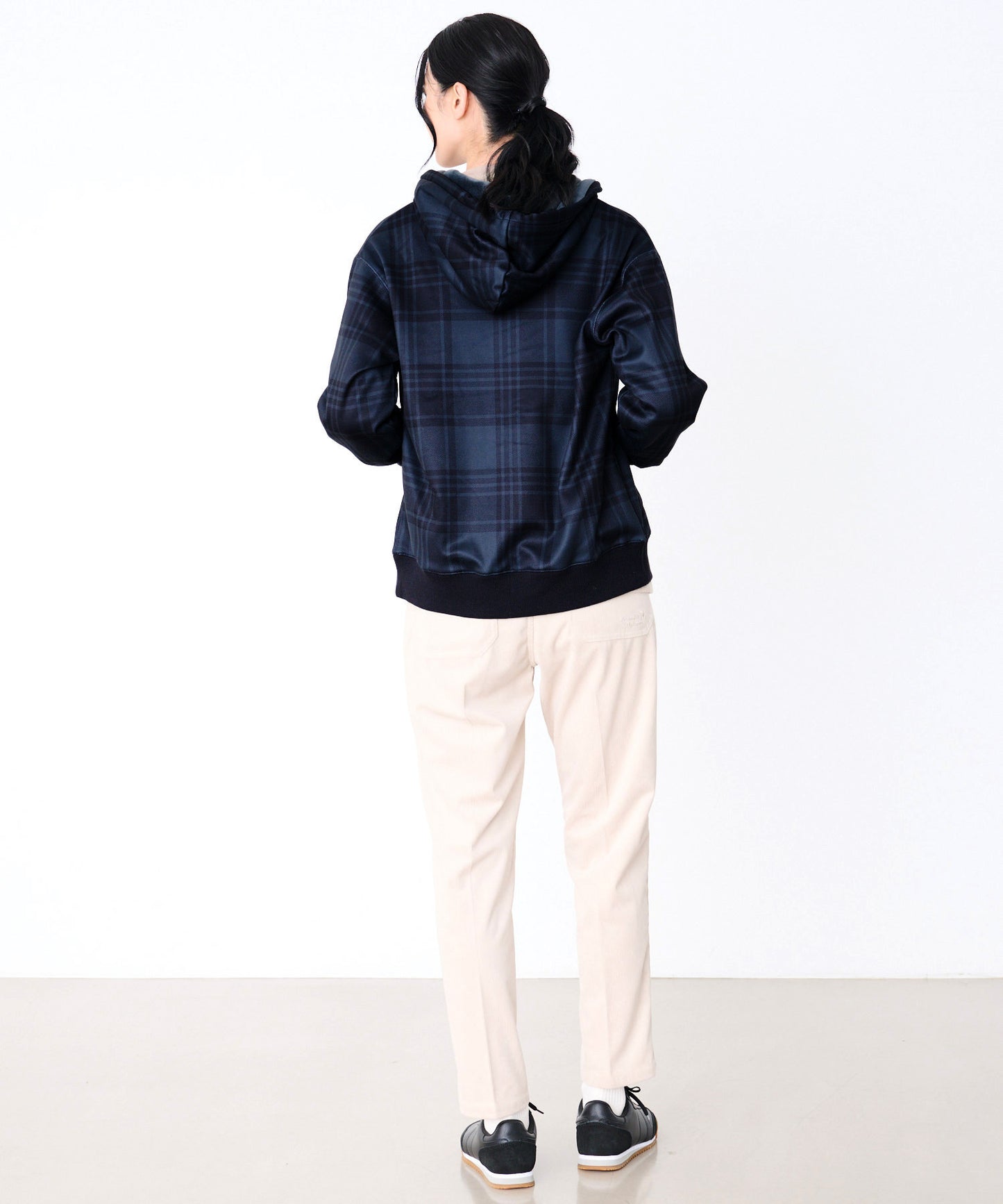 ピーチシャギー シェア チェックプリント ジップパーカー