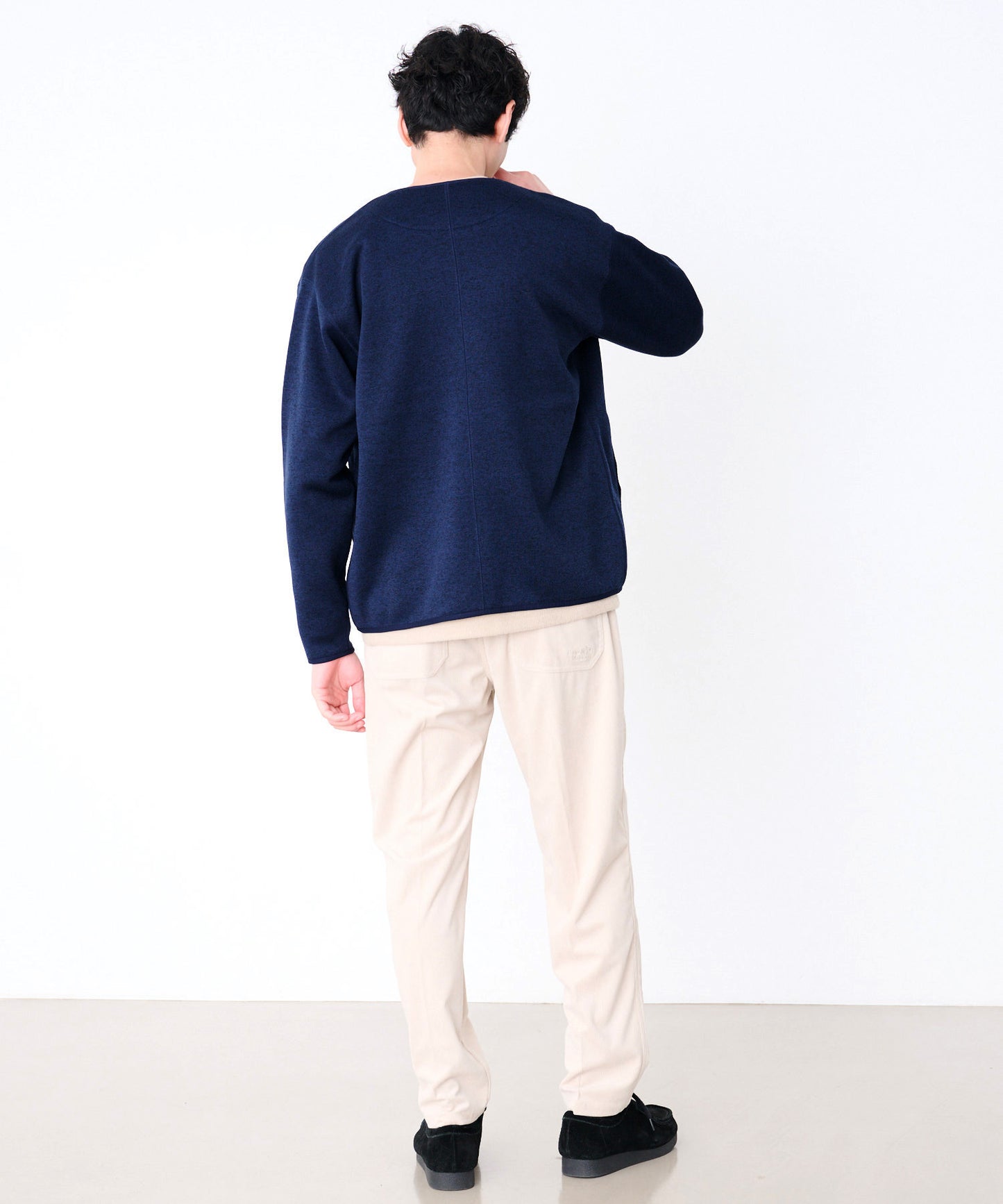 ニットフリース シェア ジップカーディガン