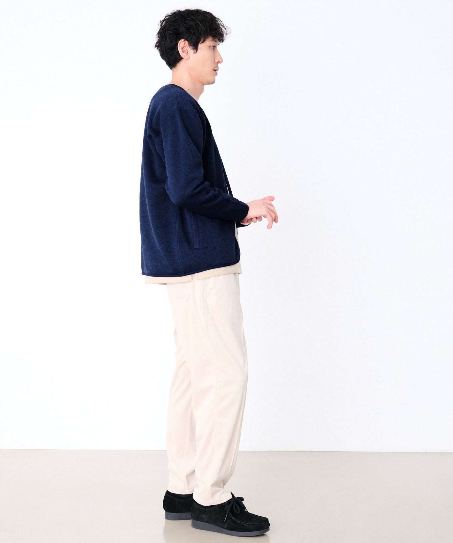 ニットフリース シェア ジップカーディガン