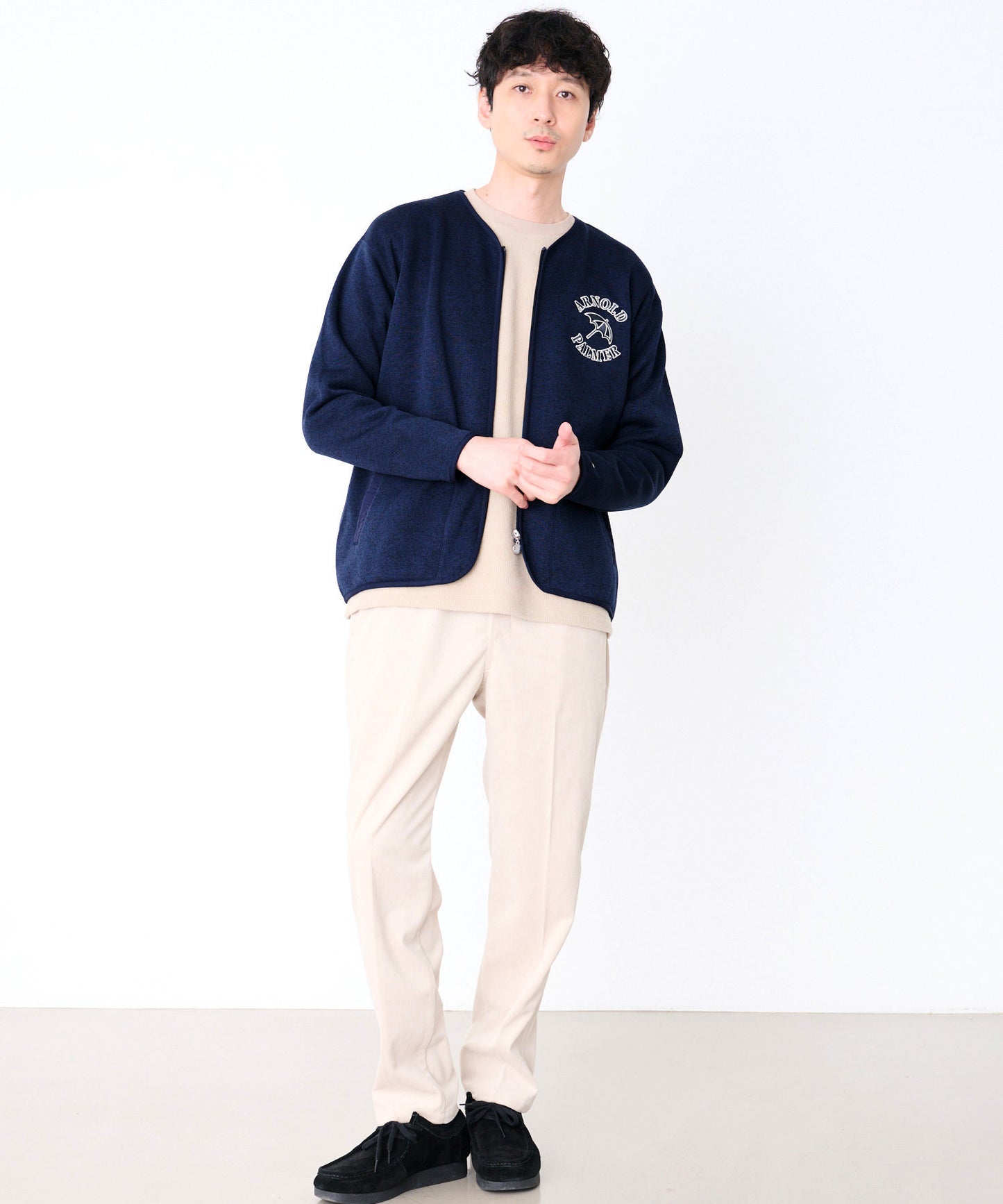 ニットフリース シェア ジップカーディガン