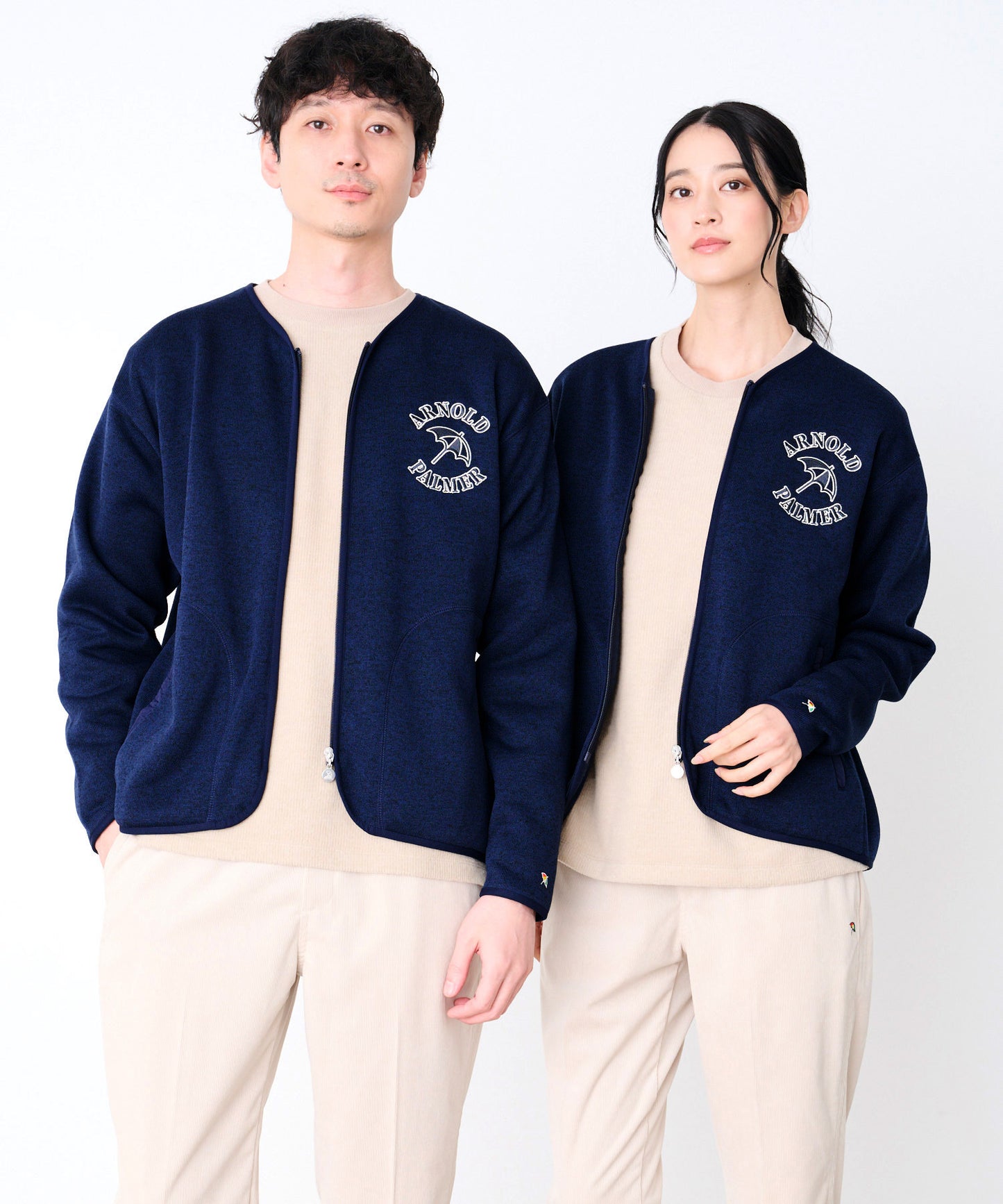 ニットフリース シェア ジップカーディガン