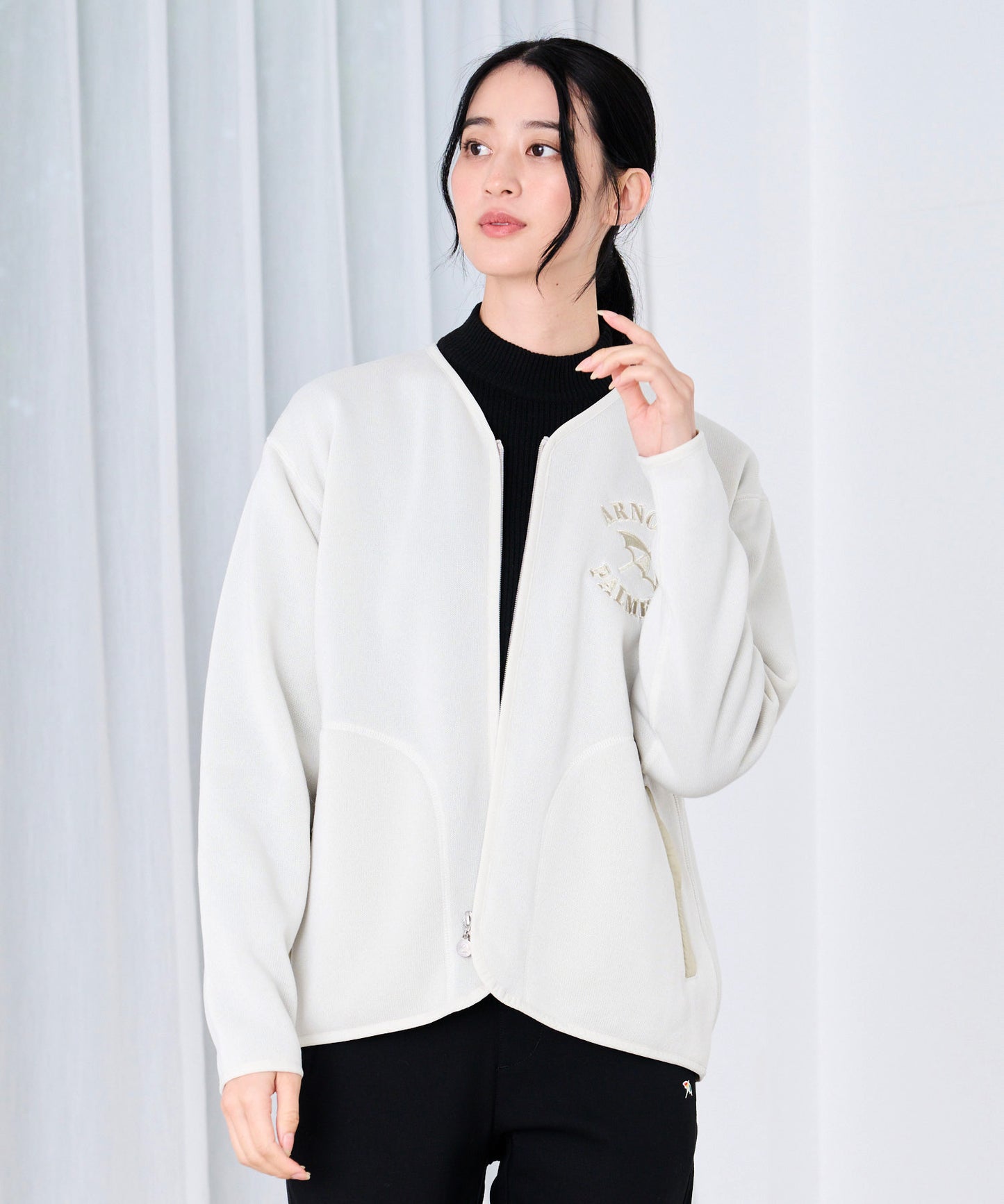 ニットフリース シェア ジップカーディガン