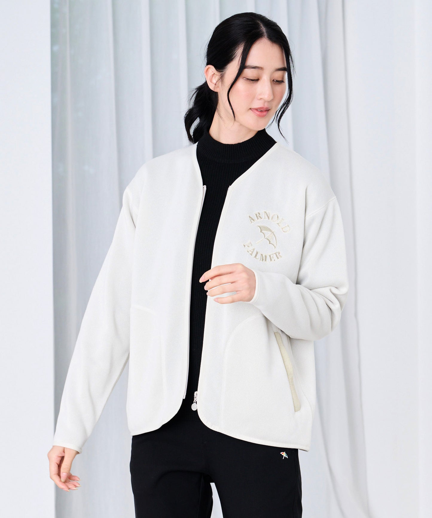 ニットフリース シェア ジップカーディガン