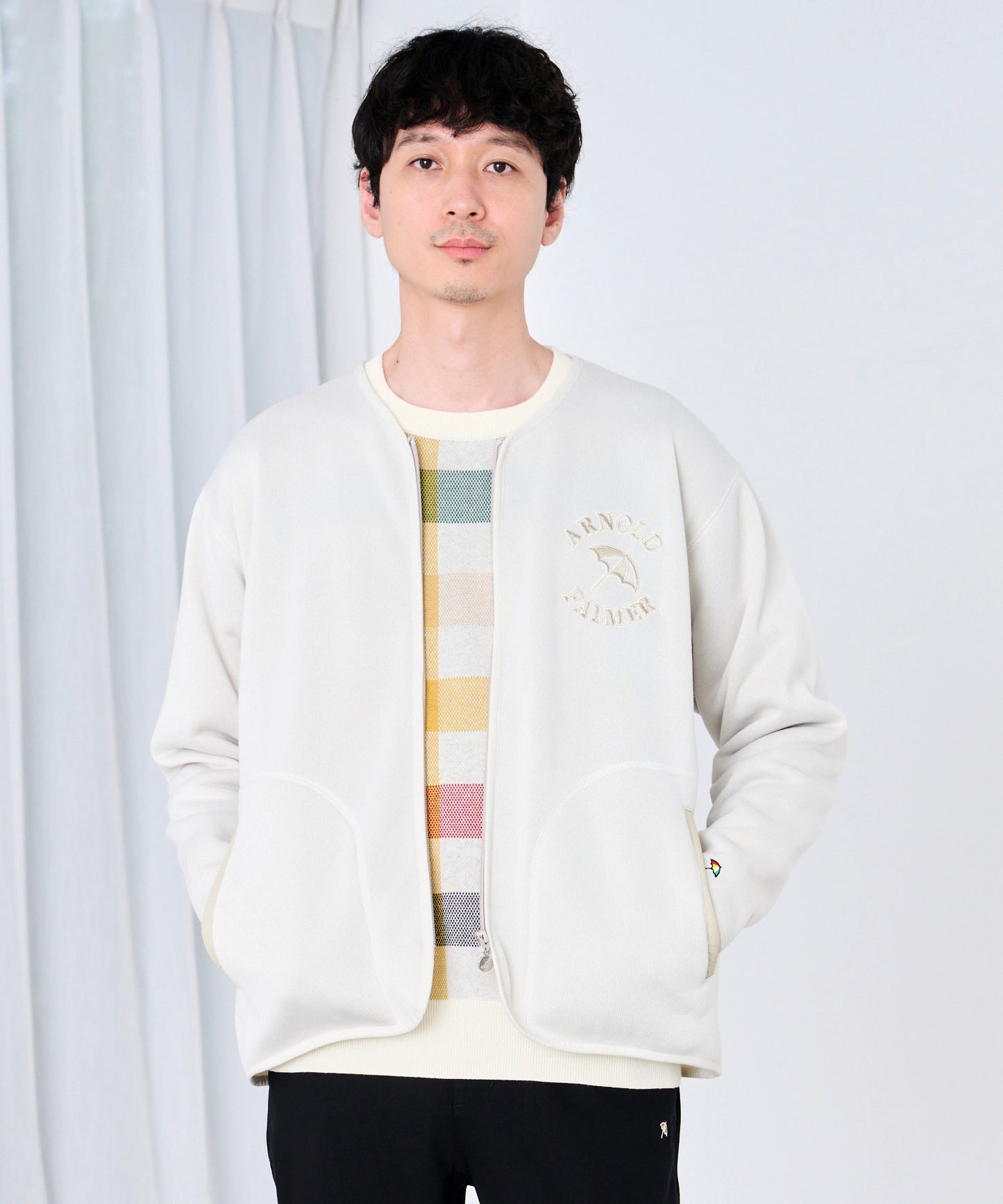 ニットフリース シェア ジップカーディガン