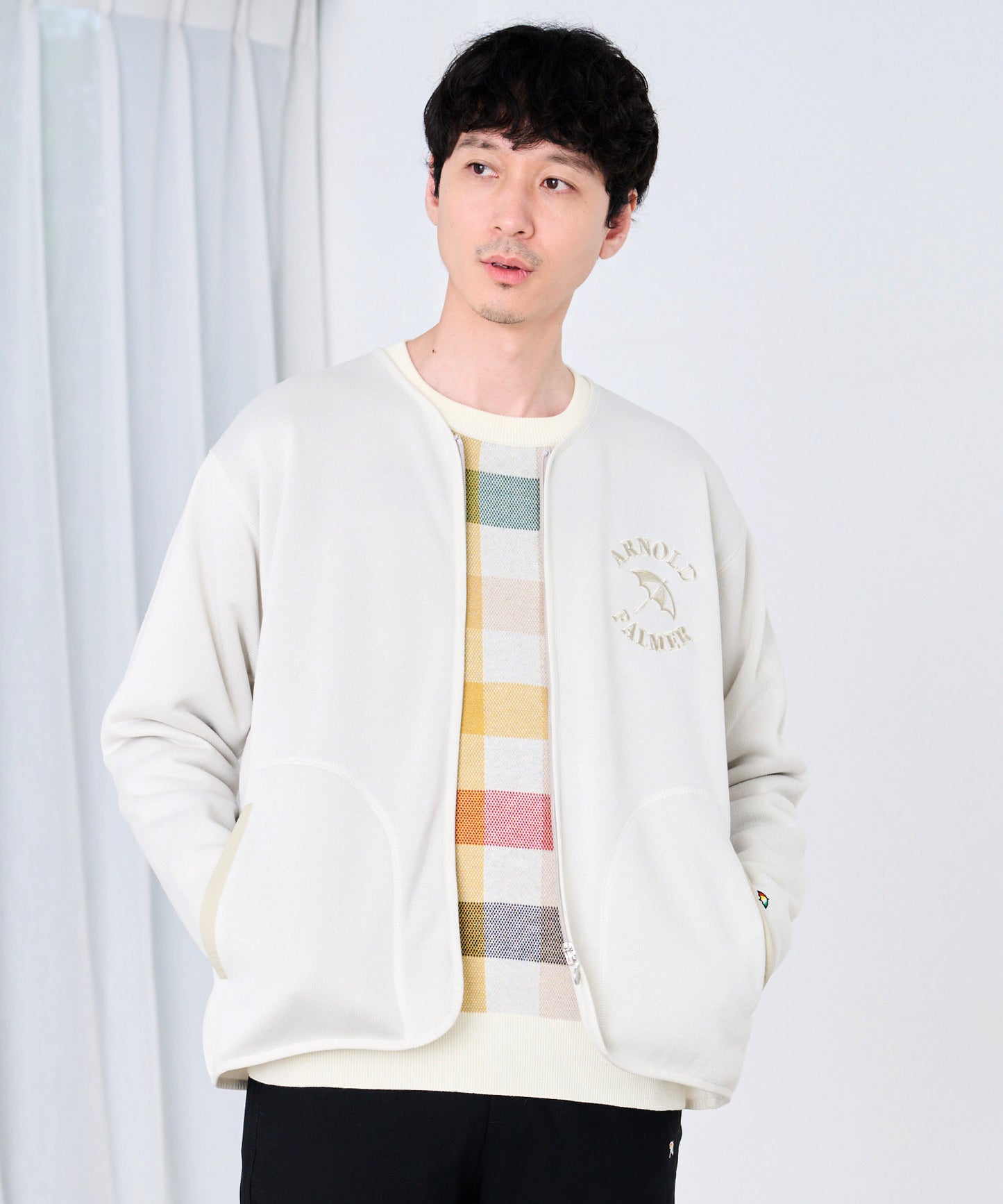 ニットフリース シェア ジップカーディガン