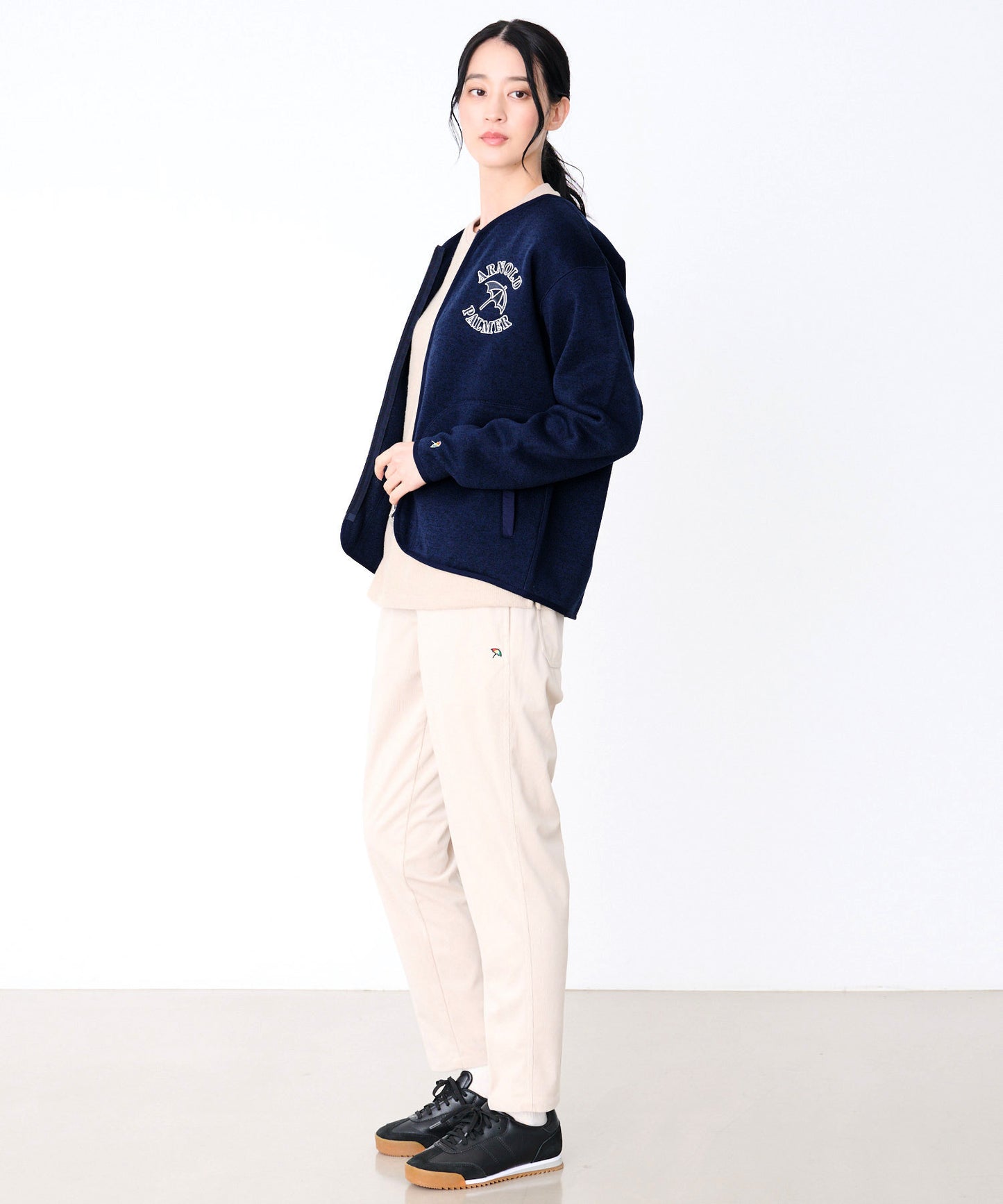 ニットフリース シェア ジップカーディガン