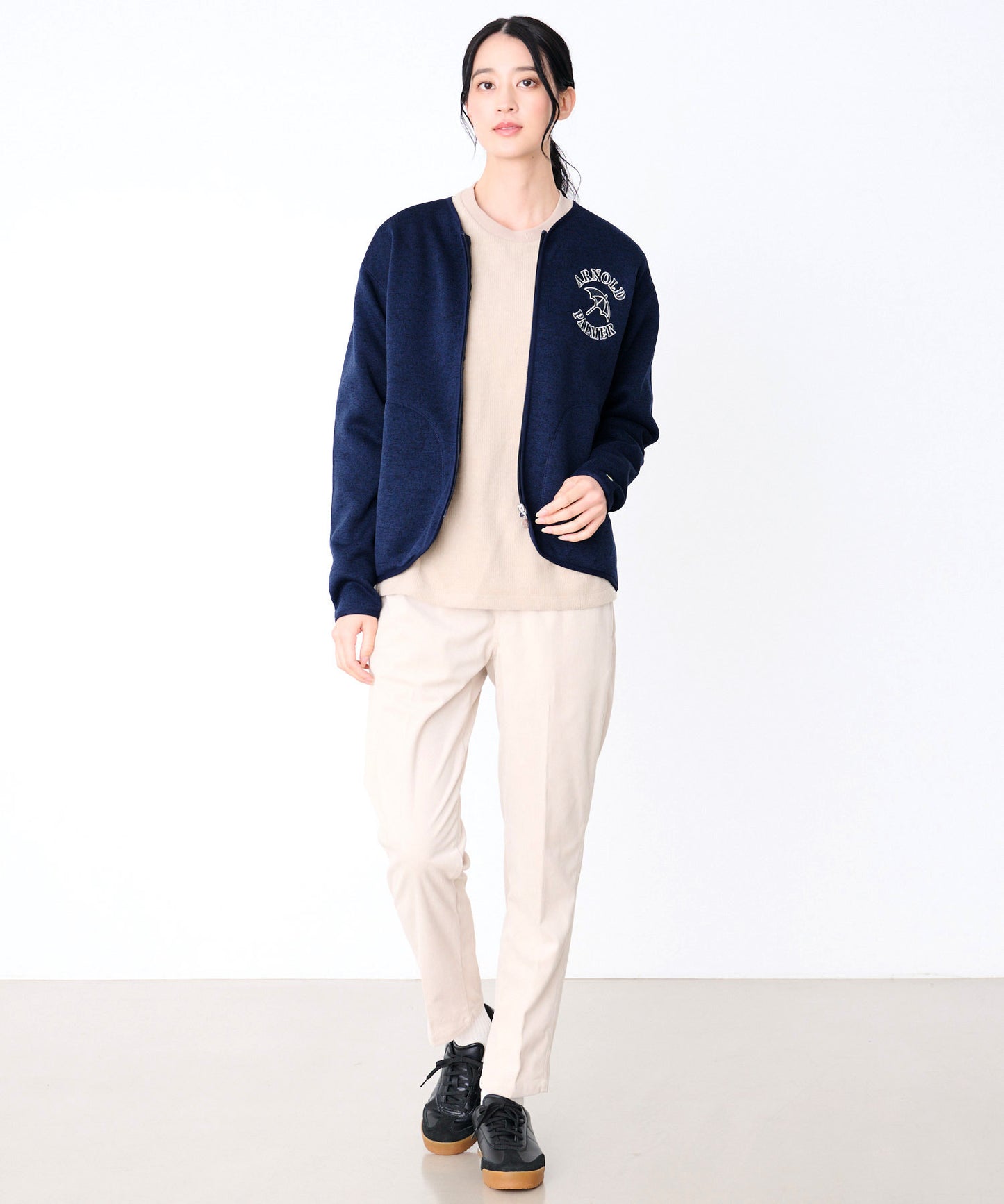 ニットフリース シェア ジップカーディガン