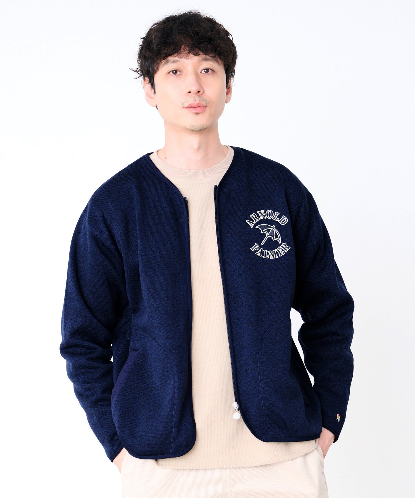 ニットフリース シェア ジップカーディガン