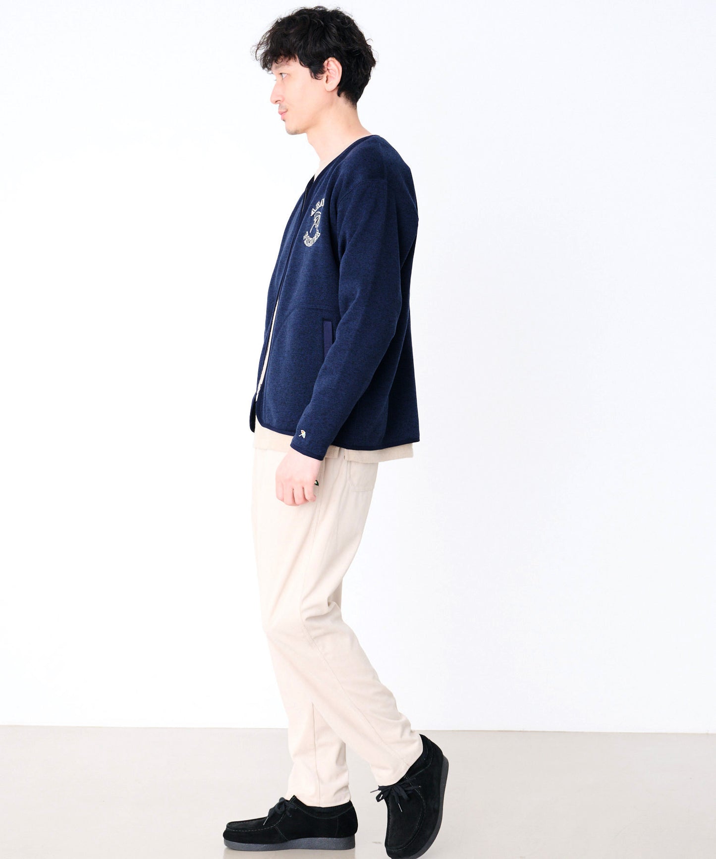 ニットフリース シェア ジップカーディガン