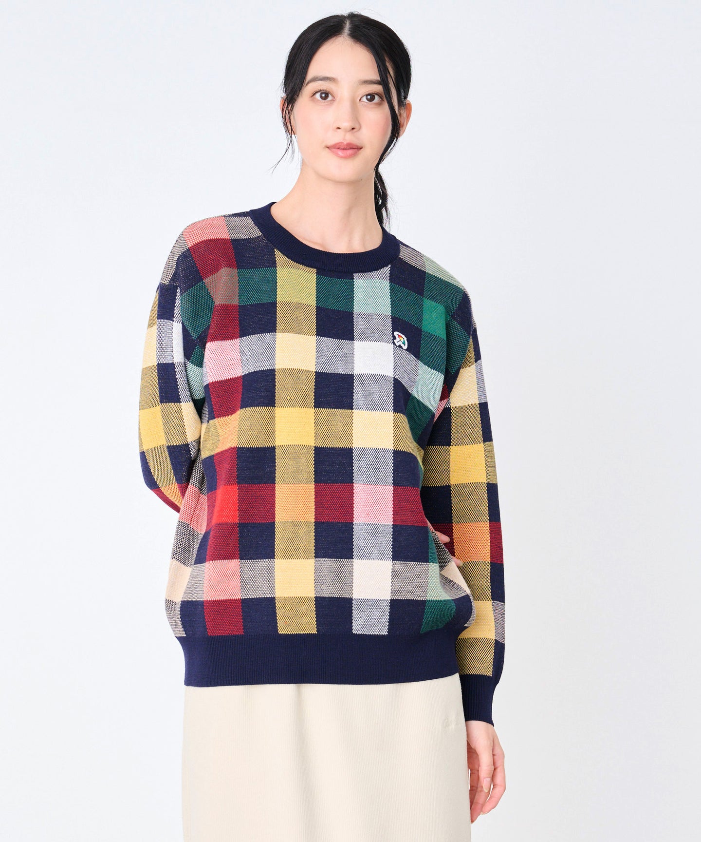 パーマーチェック ジャガードニット プルオーバー ネイビー