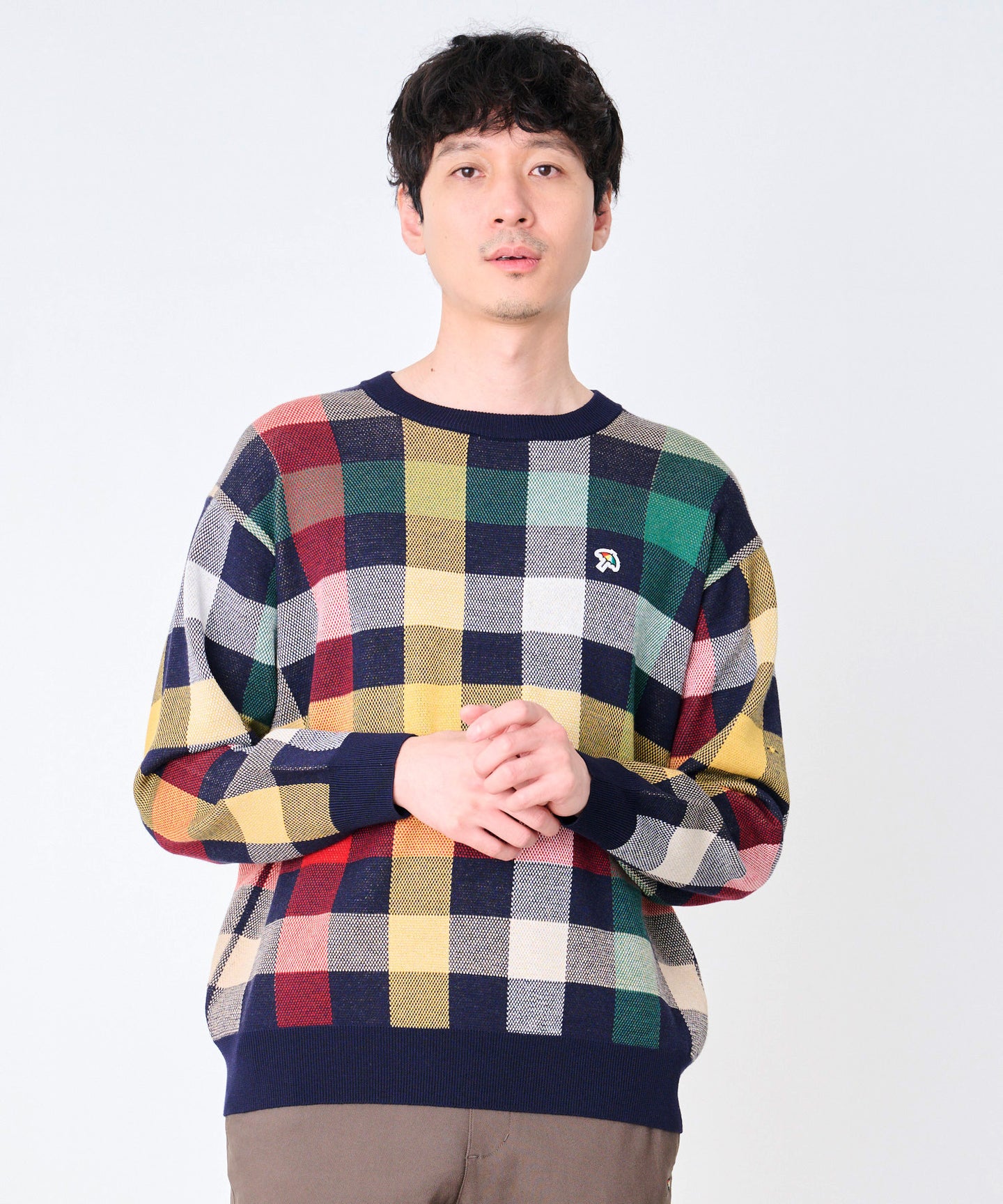 パーマーチェック ジャガードニット プルオーバー ネイビー