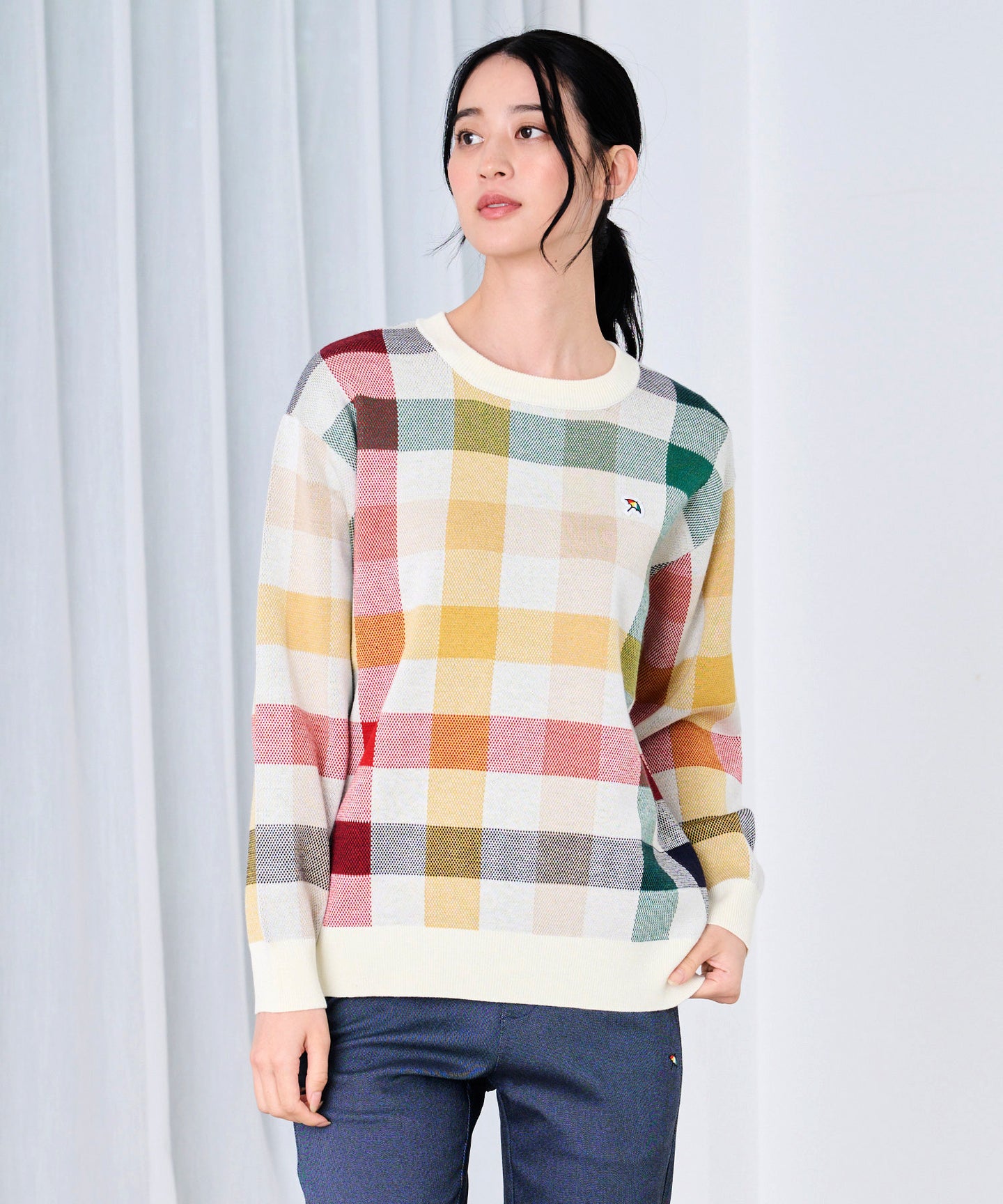 パーマーチェック ジャガードニット プルオーバー アイボリー