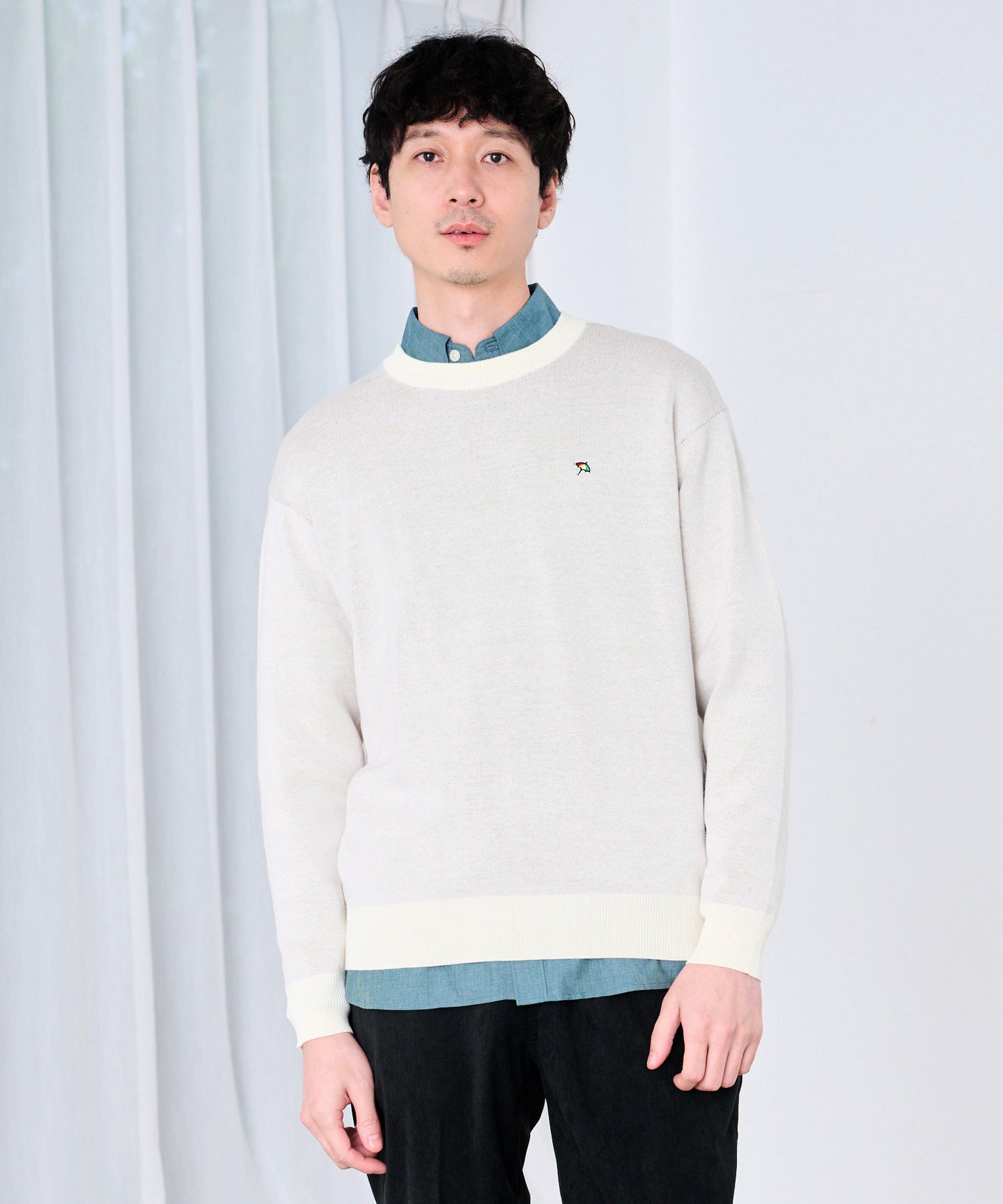 ジャガードロゴニット プルオーバー アイボリー