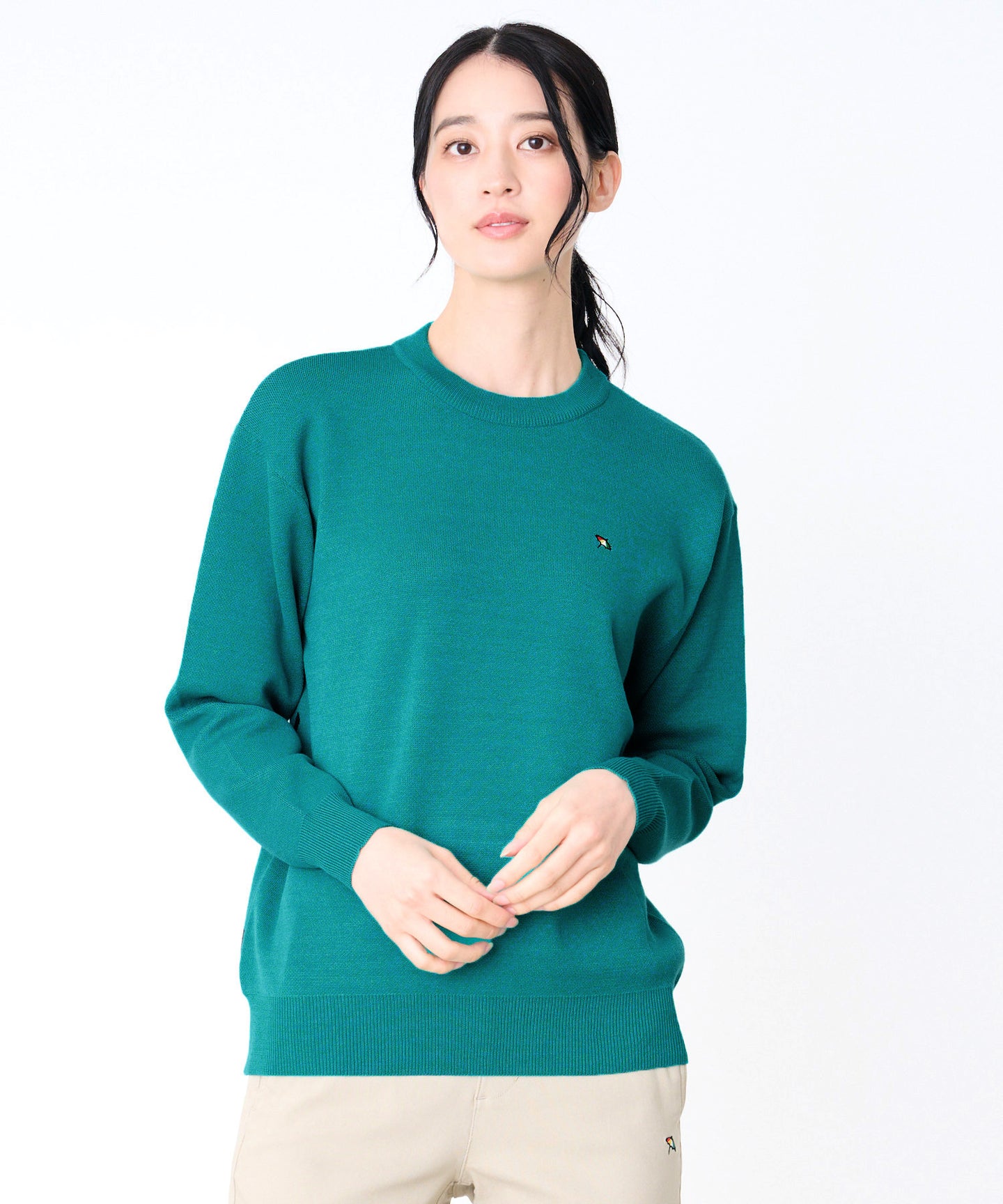 ジャガードロゴニット プルオーバー グリーン