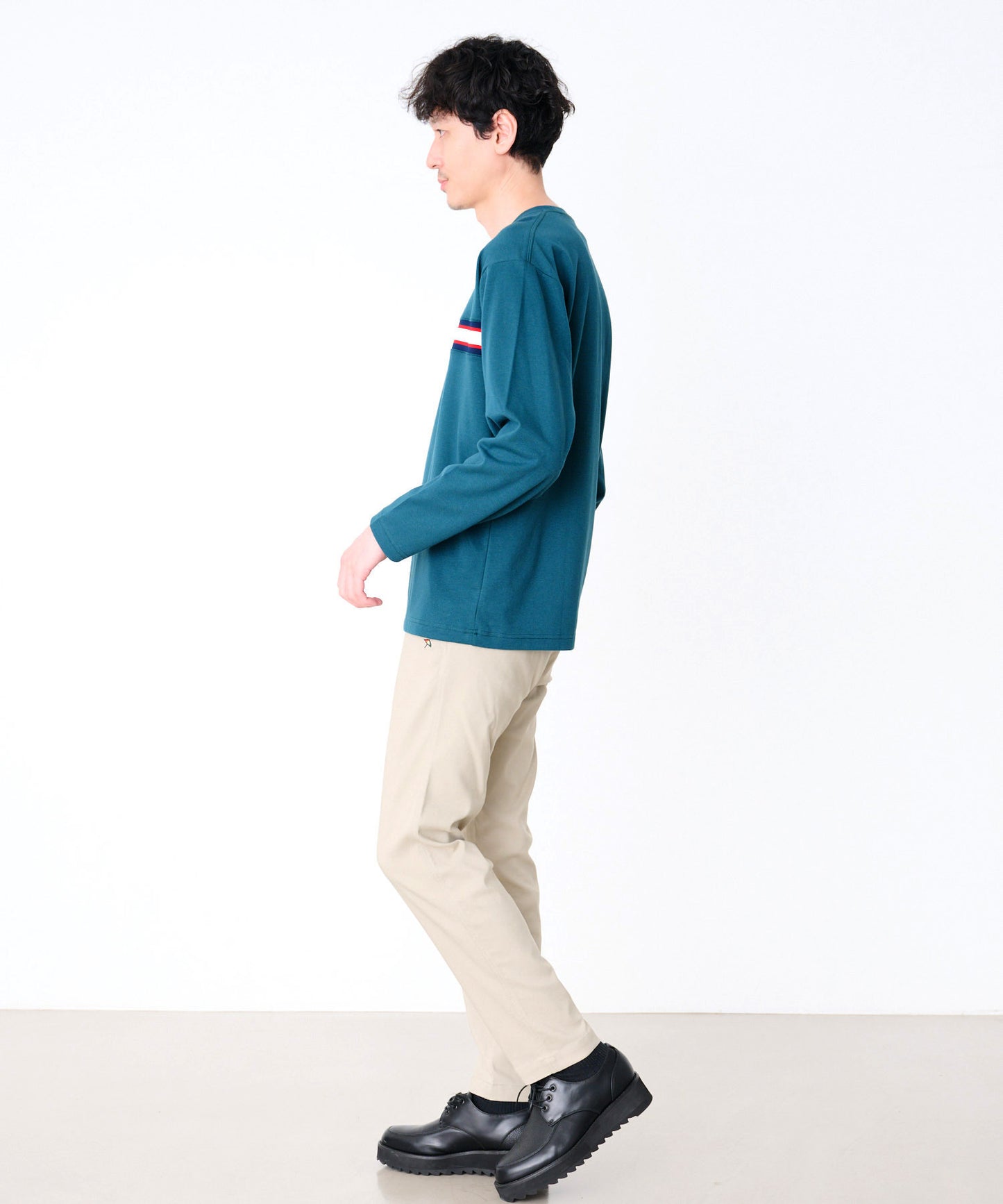 【予約】シェア パネルリブライン ロングスリーブTシャツ