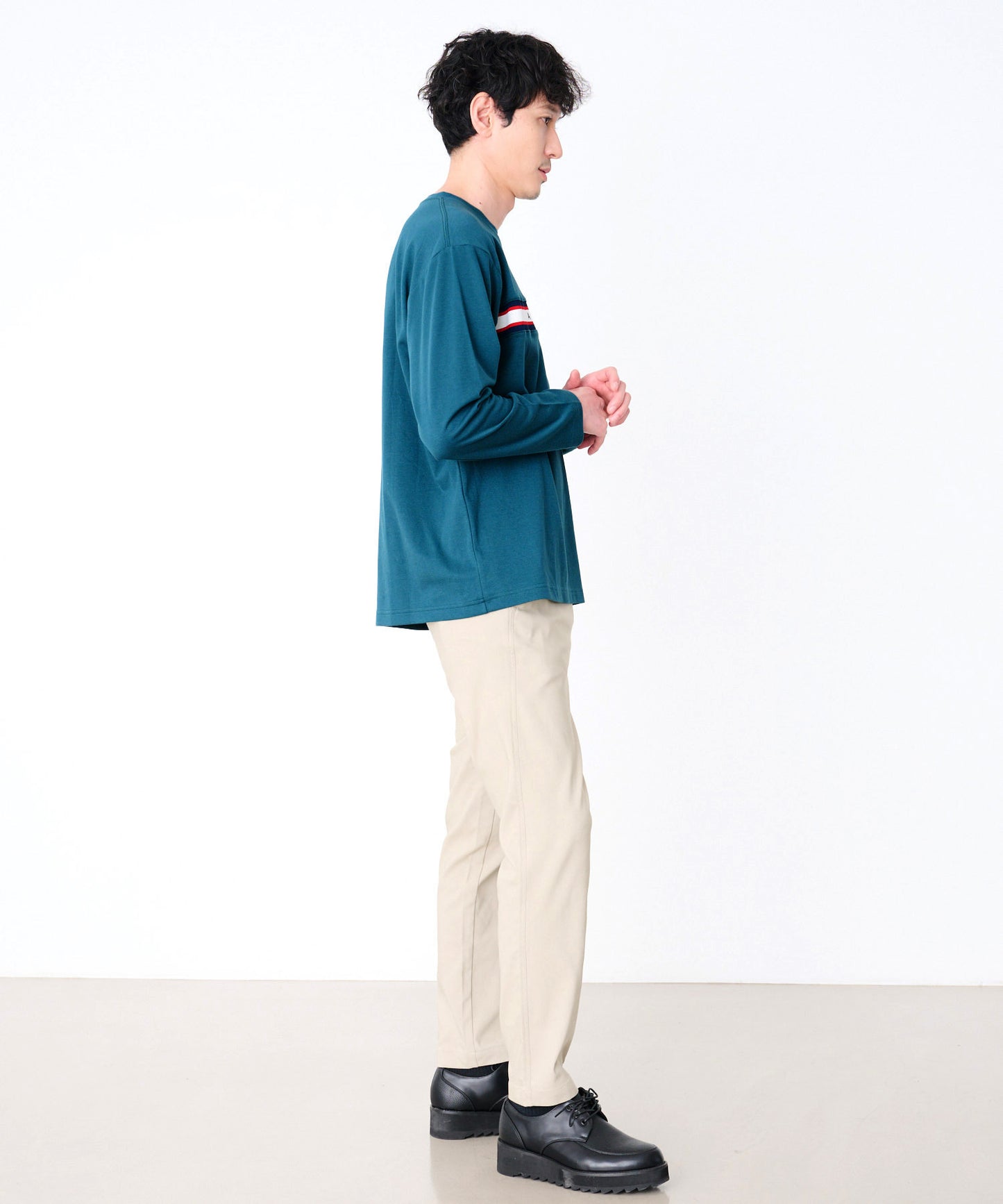 【予約】シェア パネルリブライン ロングスリーブTシャツ